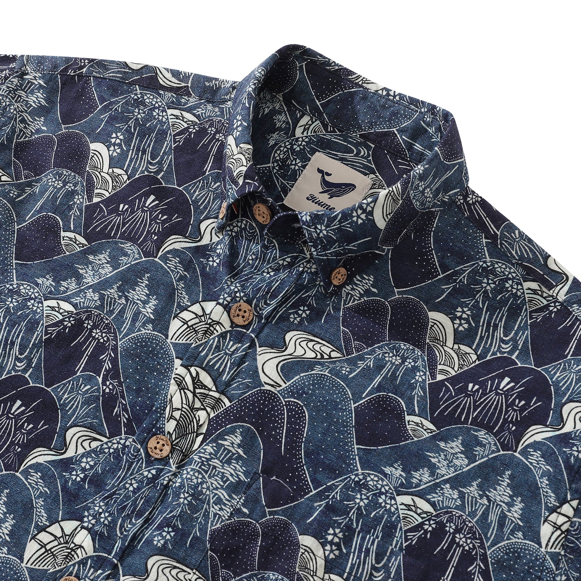 Men's Hawaiian Shirt Serenity Falls Cotton Button-down Long Sleeve Aloha Shirt