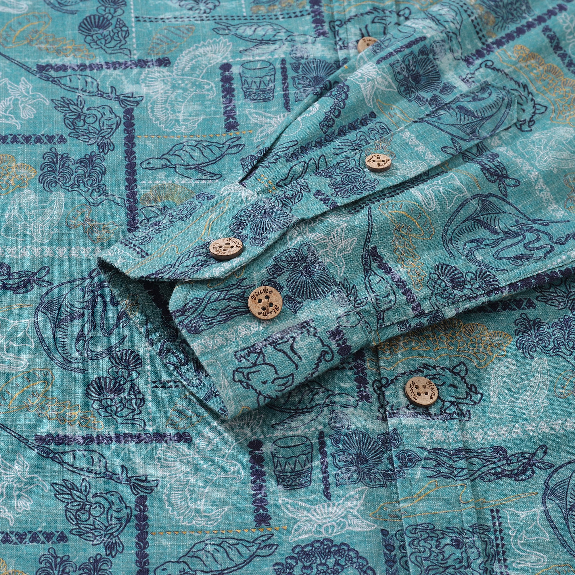 Men's Hawaiian Shirt Pele and Hiiaka Cotton Button-down Long Sleeve Aloha Shirt