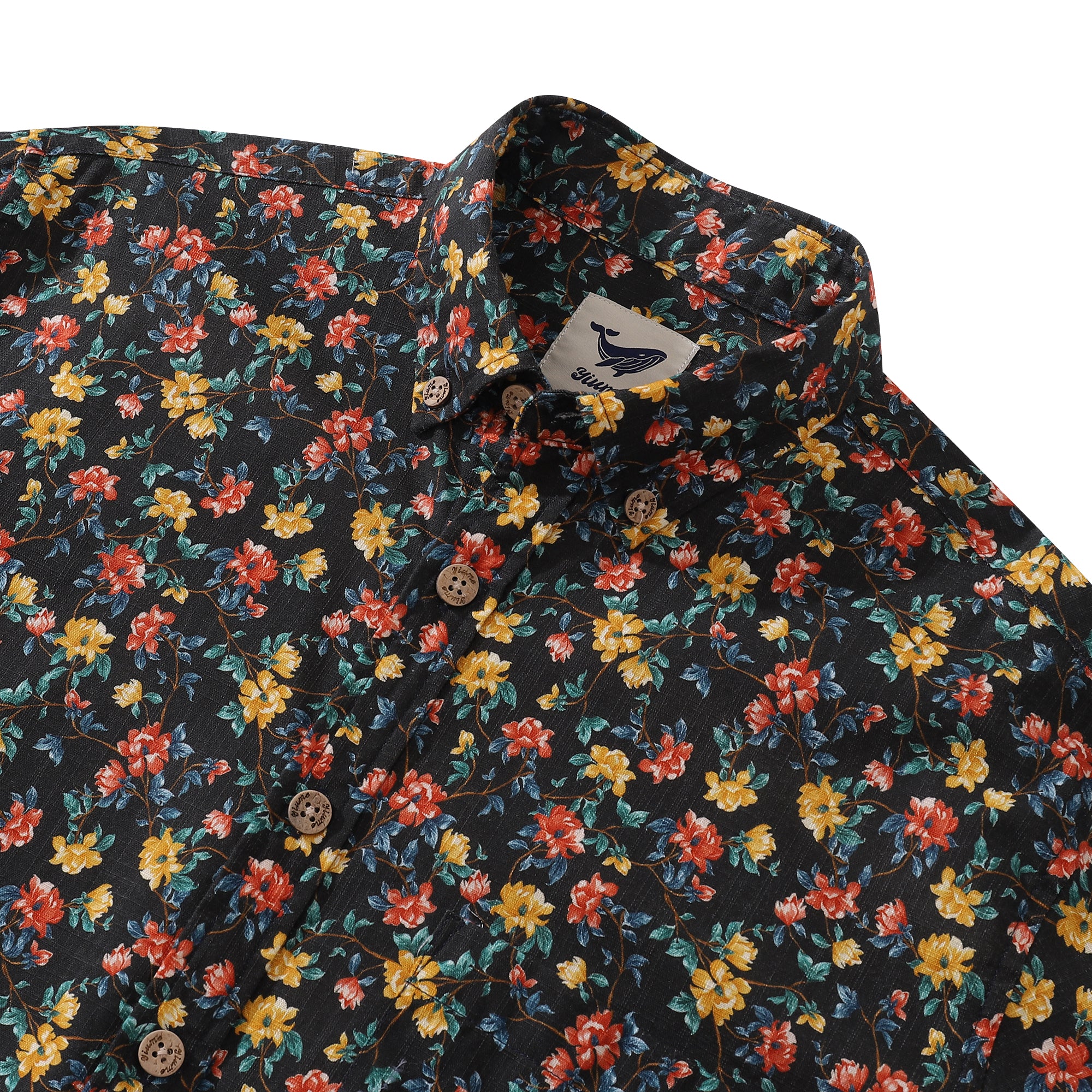 Men's Hawaiian Shirt Blossoms in the Dark Cotton Button-down Long Slee ...