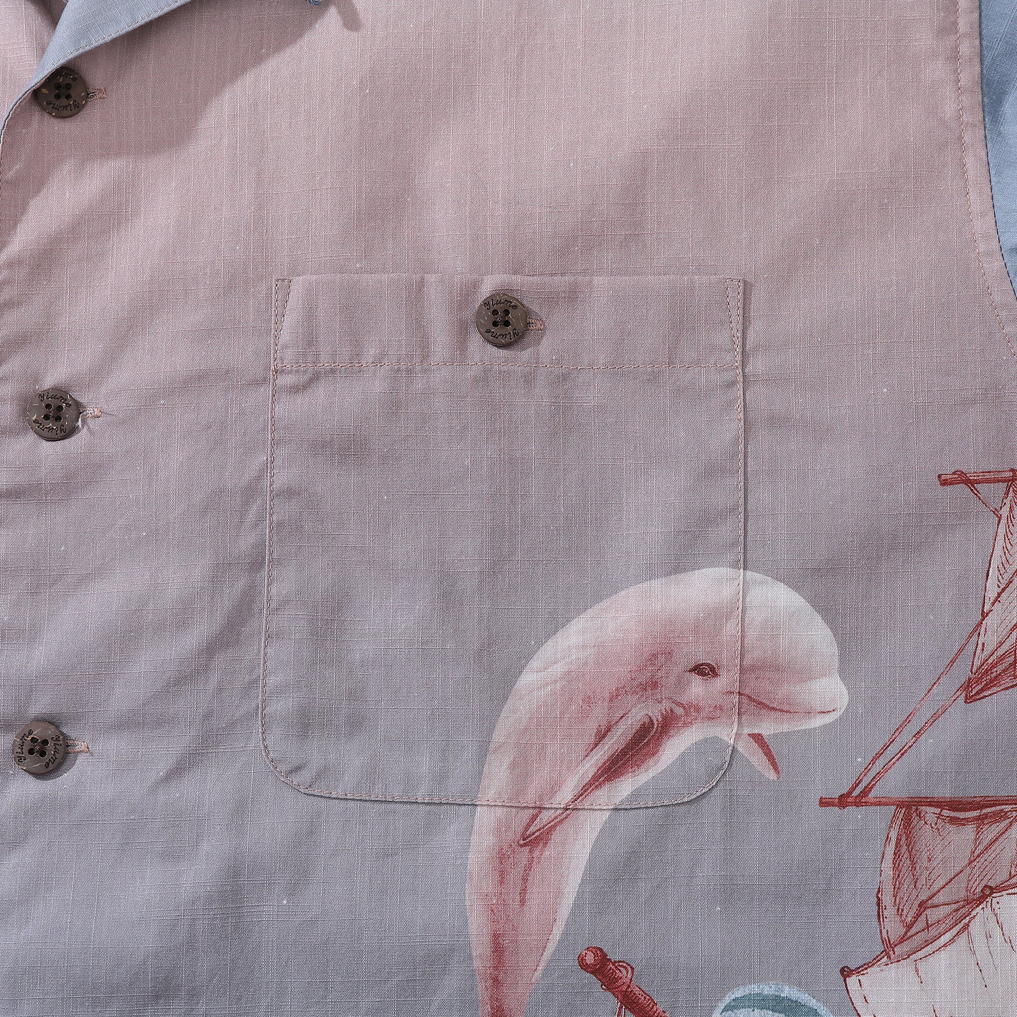 1950s Vintage Hawaiian Shirt For Men Navigation Shirt Camp Collar 100% Cotton