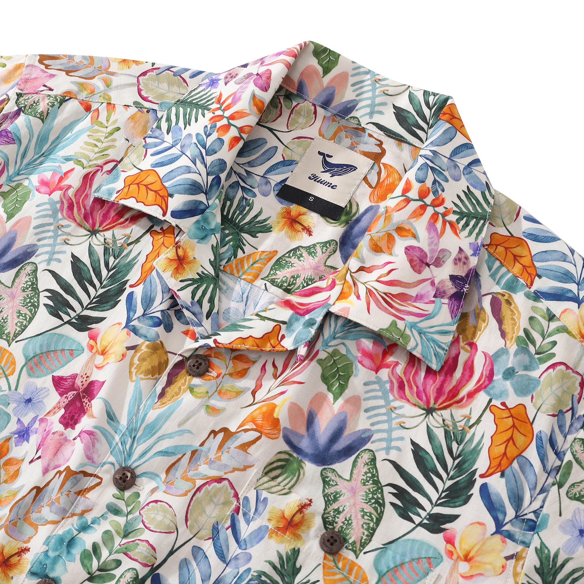 Hawaiian Shirt For Men Afternoon Garden Shirt Camp Collar 100% Cotton