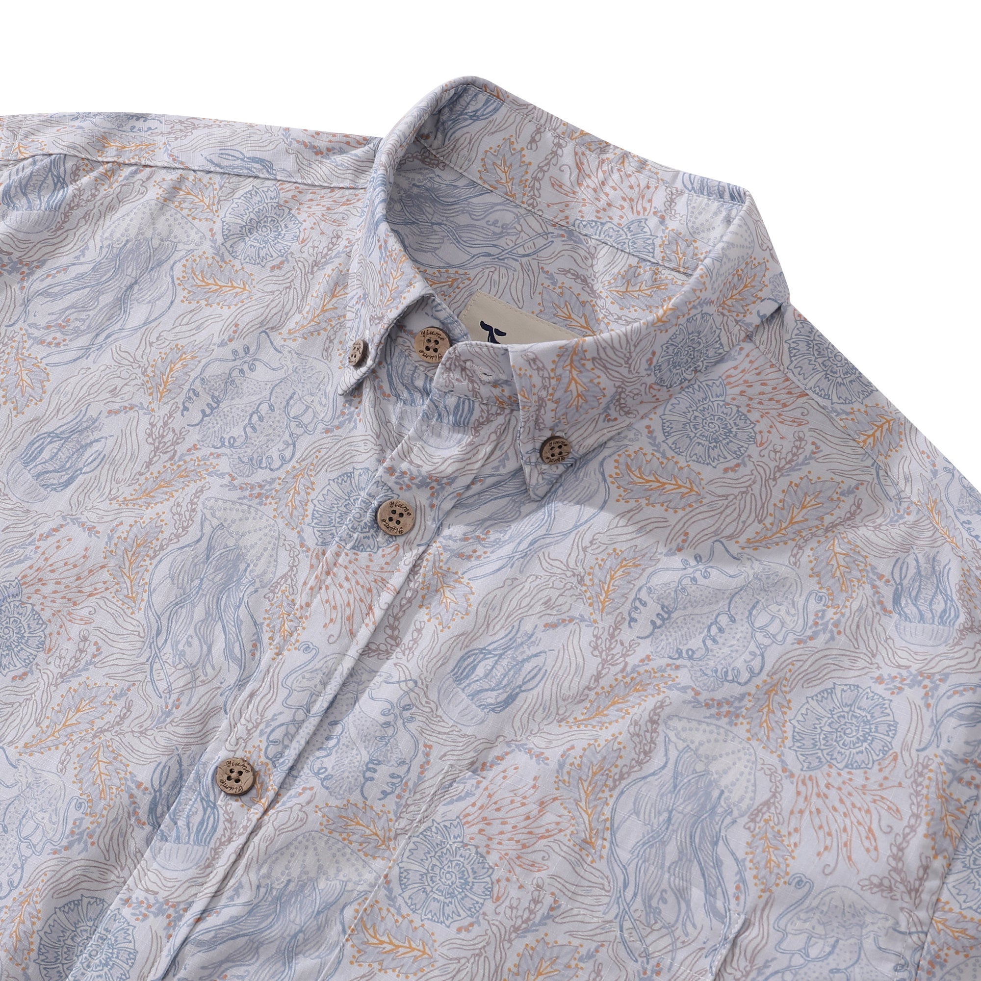 Men's Hawaiian Shirt Jellyfish Seascape By Andrea Leonelli Cotton Button-down Short Sleeve Aloha Shirt