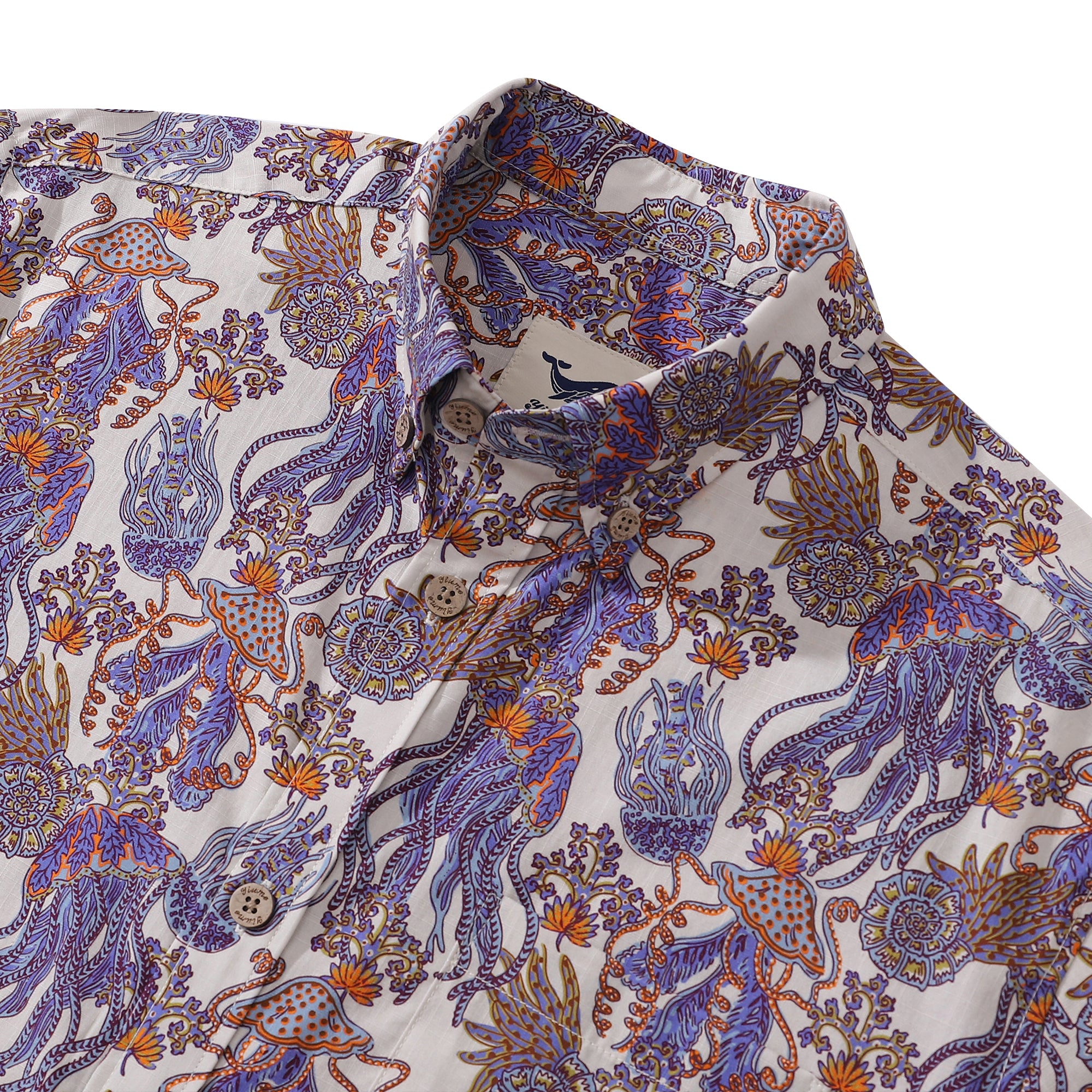 Men's Hawaiian Shirt Precious Undersea World By Andrea Leonelli Cotton Button-down Short Sleeve Aloha Shirt