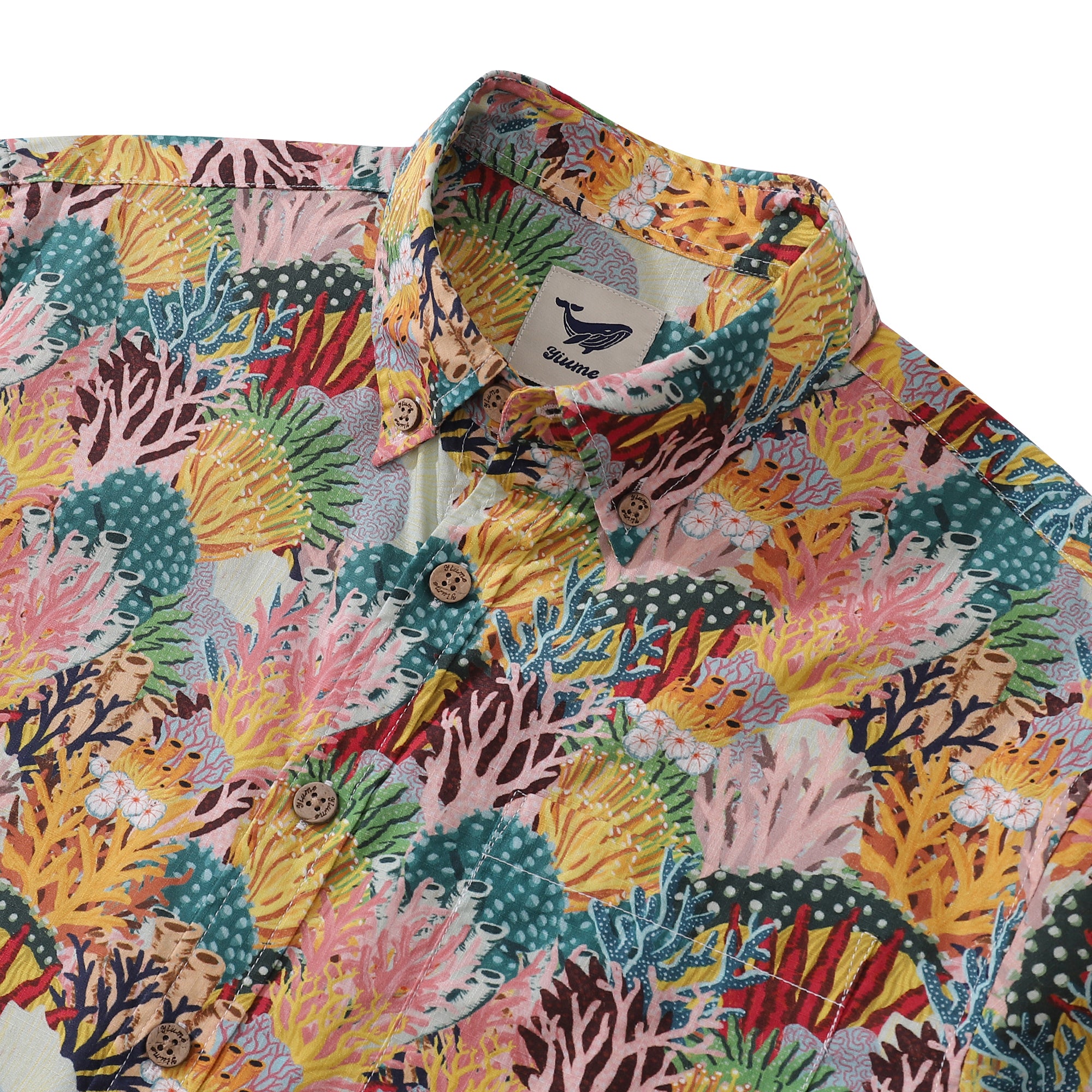 Men's Hawaiian Shirt Coral Slide By Fabian Lavater Cotton Button-down Short Sleeve Aloha Shirt