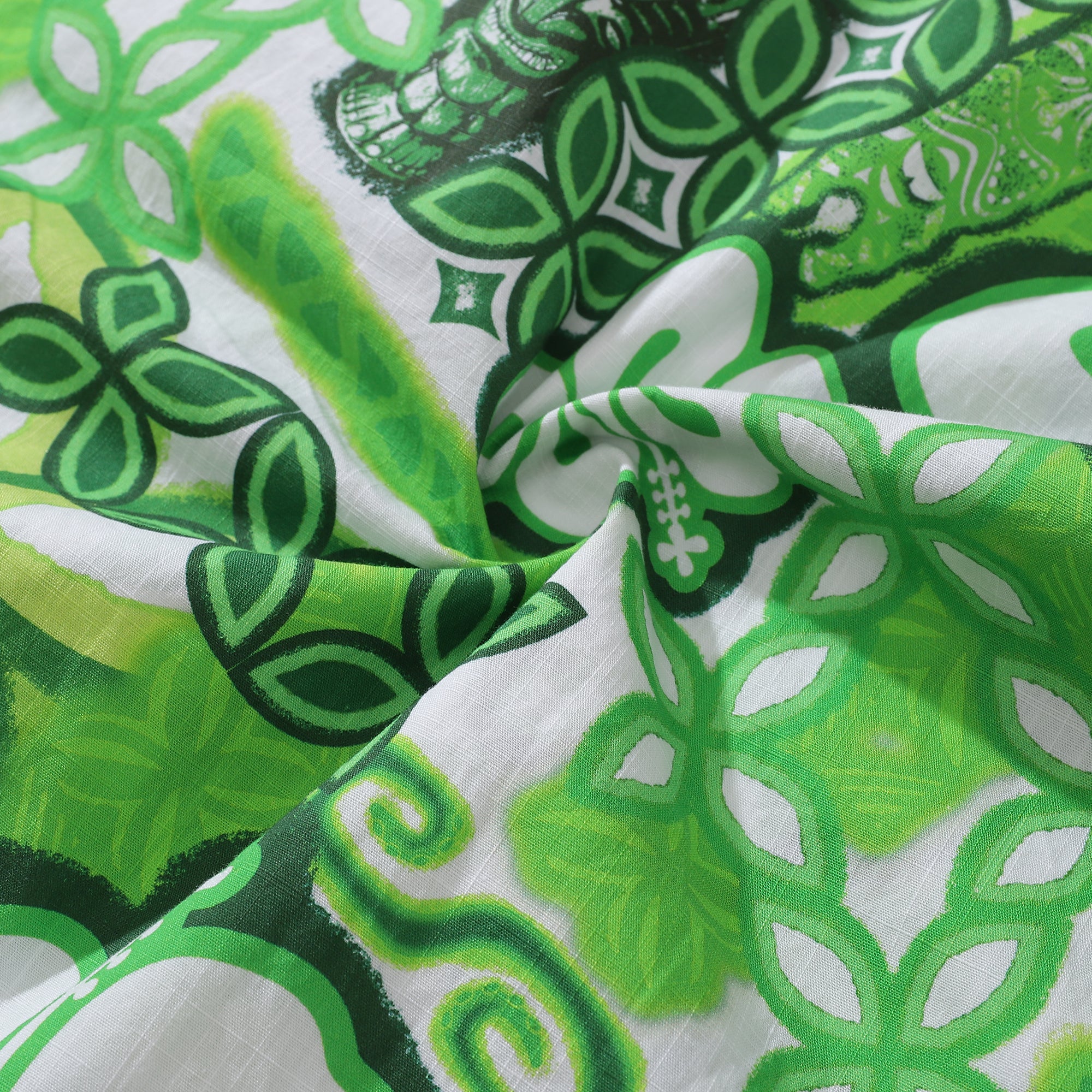 Camisas hawaianas para hombre Tikirob Camisa de diseñador Totem 100% algodón - Verde