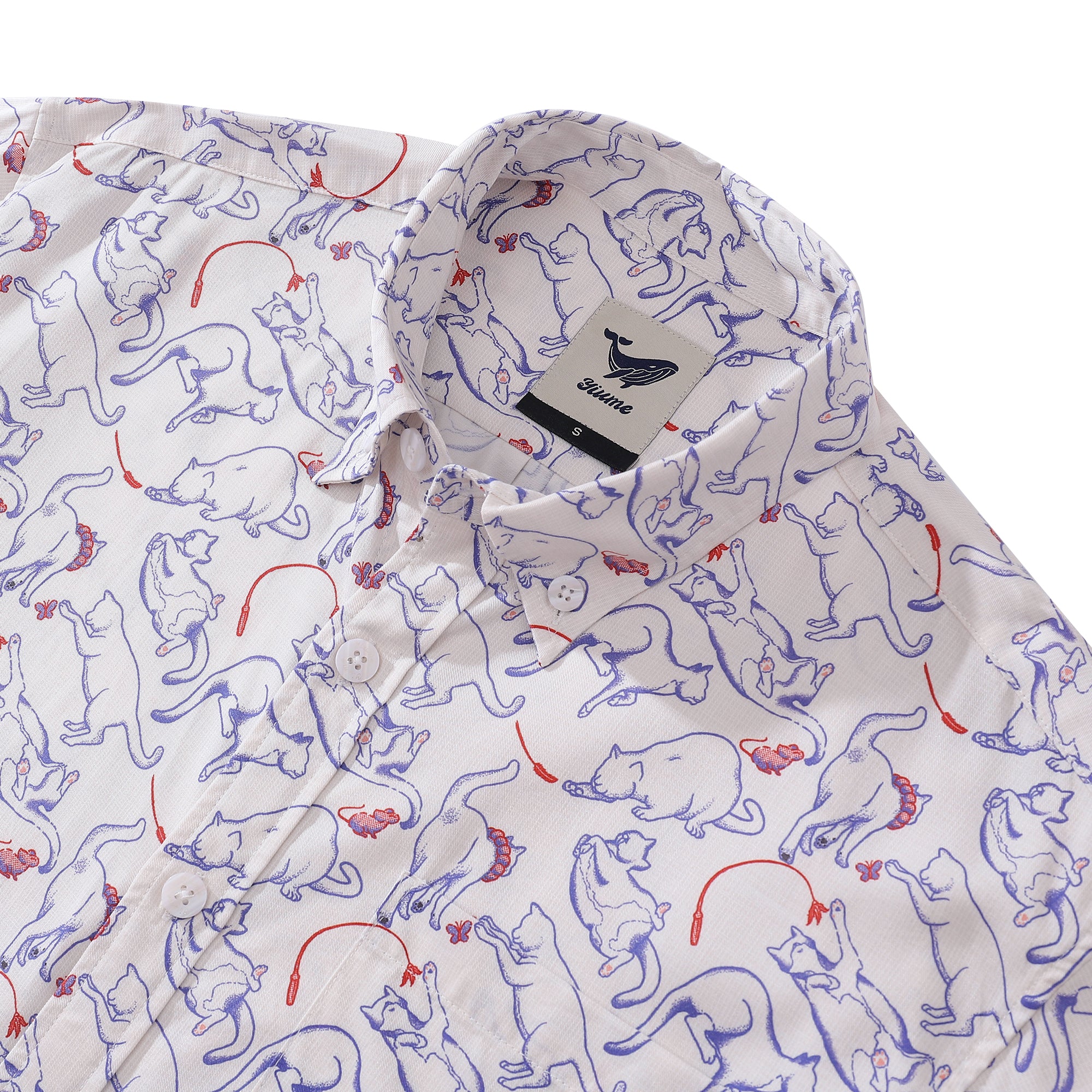 Valentine's Day Men's Hawaiian Shirt Cat Game Print Button-down Short Sleeve Aloha Shirt Tencel™