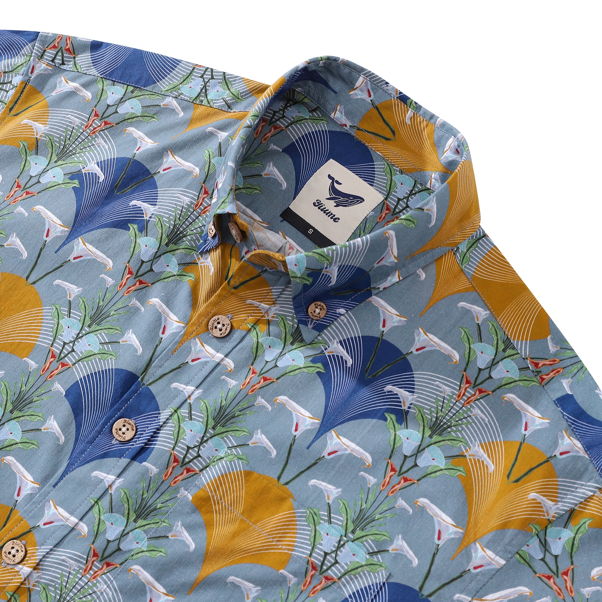 Men's Hawaiian Shirt Deco Arum Lily Delights Print By Lisette Niemand Cotton Button-down Short Sleeve Aloha Shirt