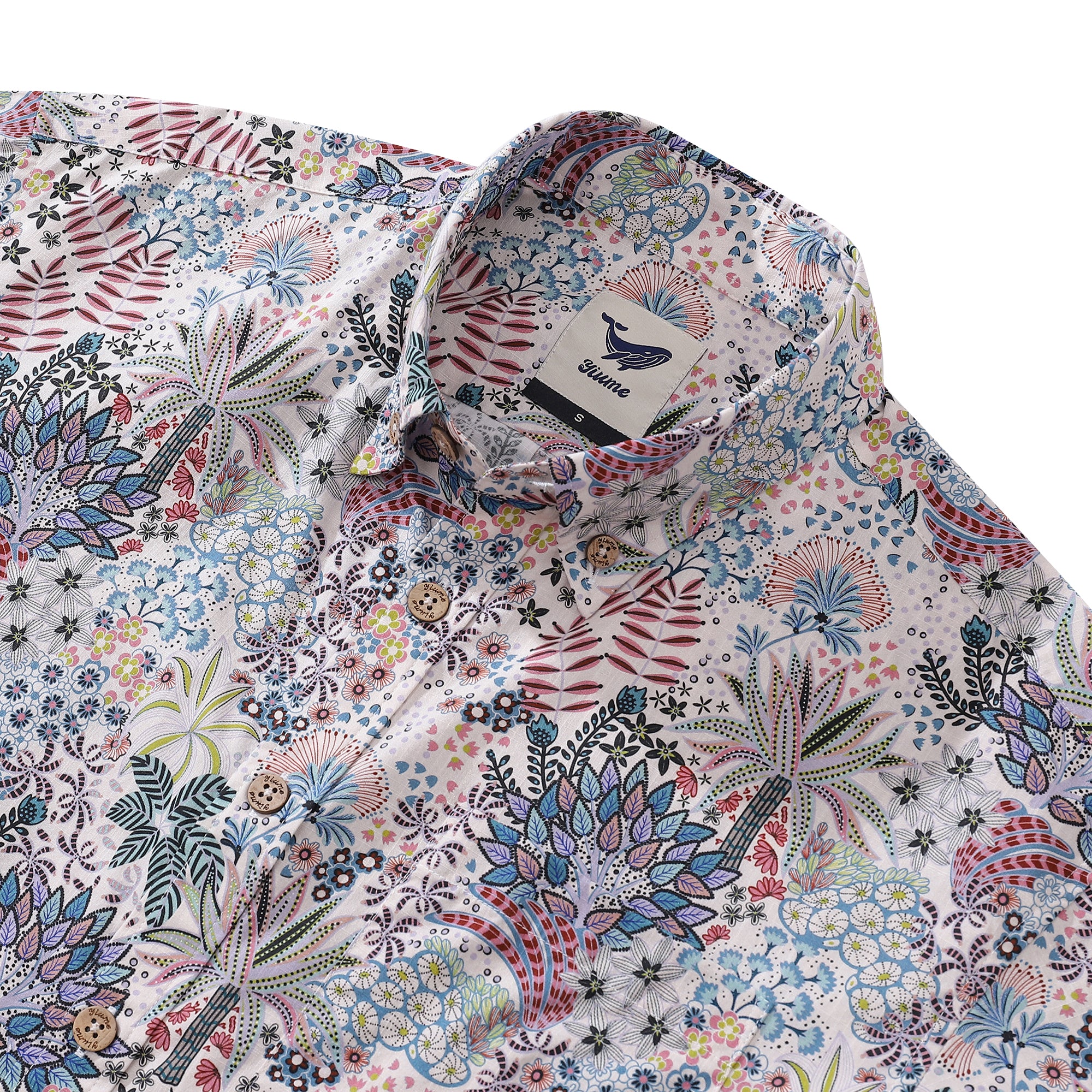 Men's Hawaiian Shirt Vibrant Jungle Print Cotton Button-down Short Sleeve Aloha Shirt