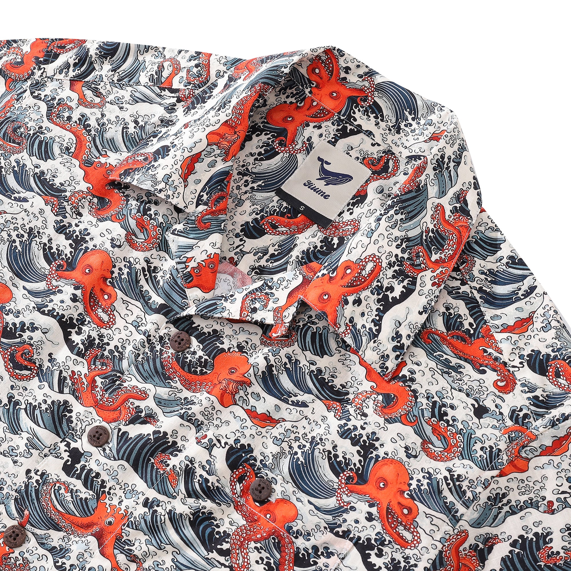 Chemise hawaïenne pour hommes Octopus Revelry Shirt Camp Collar 100% coton