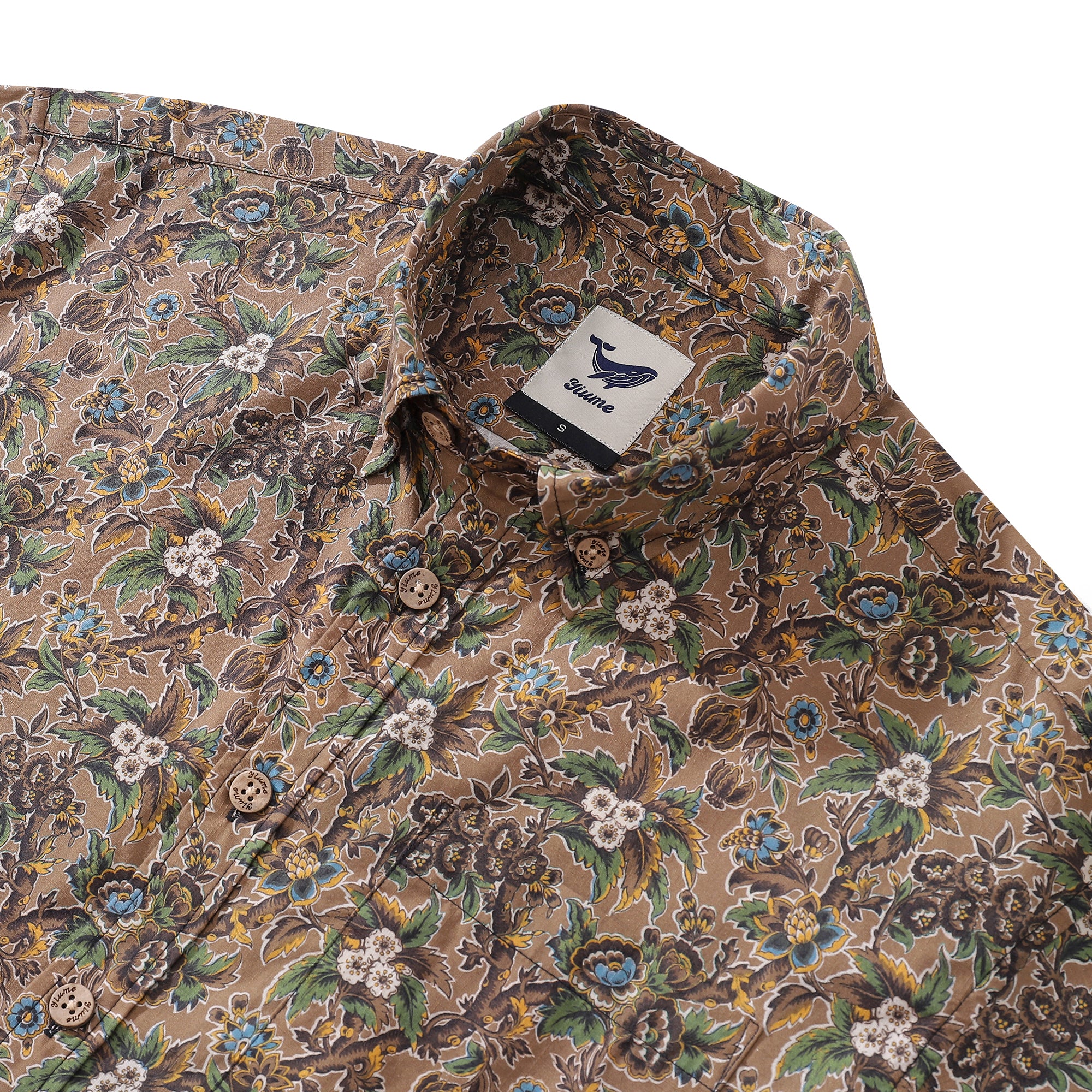 Men's Hawaiian Shirt Autumn Colors Print Cotton Button-down Short Sleeve Aloha Shirt