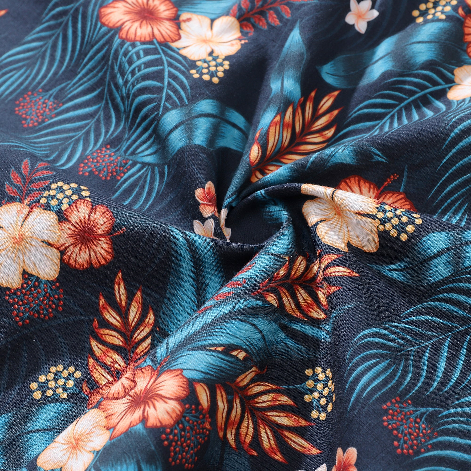 Men's Hawaiian Shirt Tropical Night Print By ME.Coco.design Cotton Button-down Short Sleeve Aloha Shirt