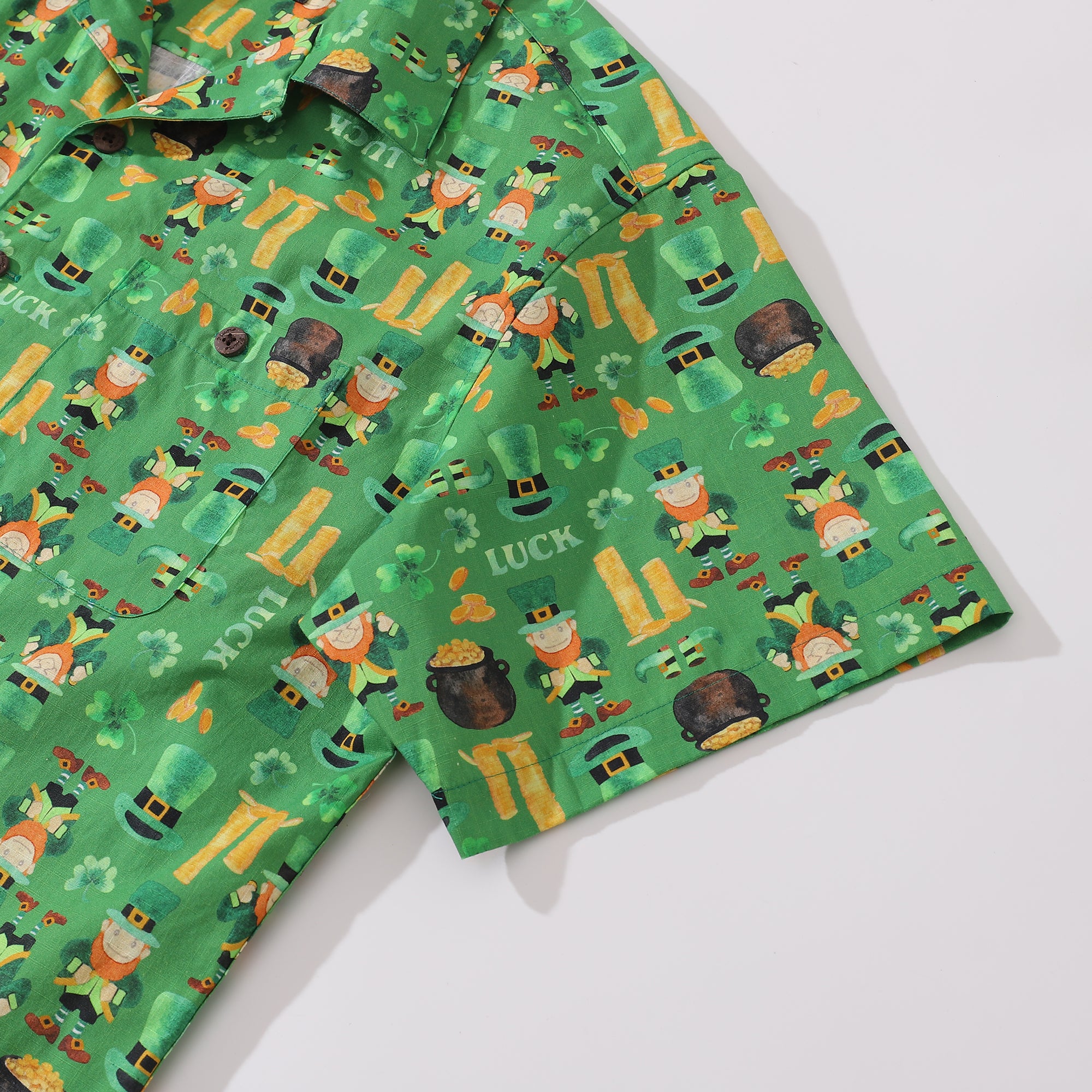 Hawaiian Shirt For Men Lucky Symbol By Samantha O' Malley Shirt Camp Collar 100% Cotton