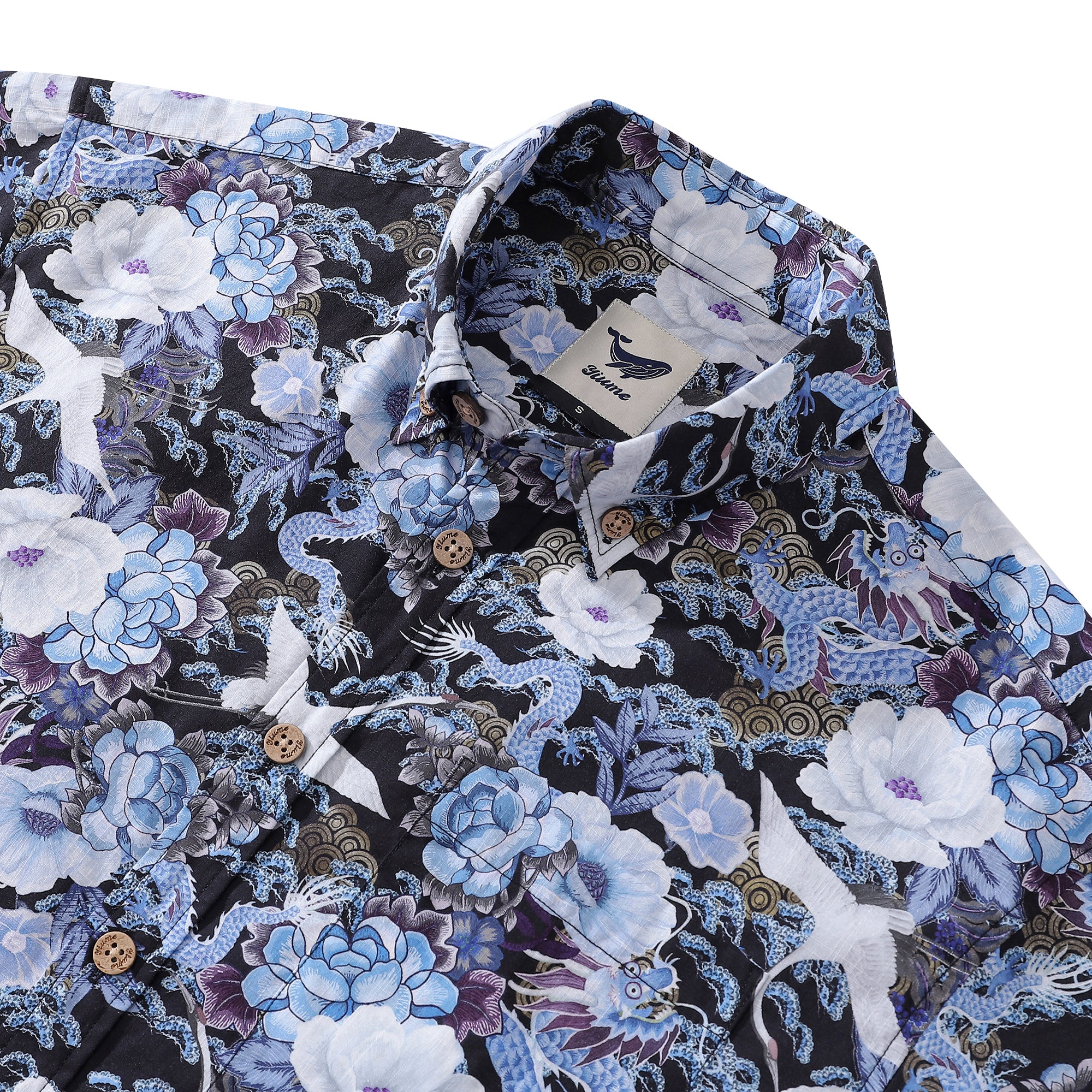 Men's Hawaiian Shirt Mystic Serenity Print Cotton Button-down Short Sl ...