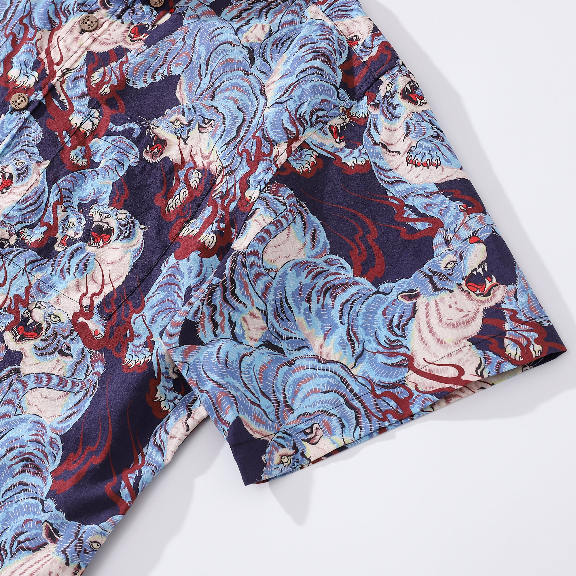 Chemise hawaïenne pour hommes Imprimé Staredown Chemise Aloha en coton à boutons, à manches courtes