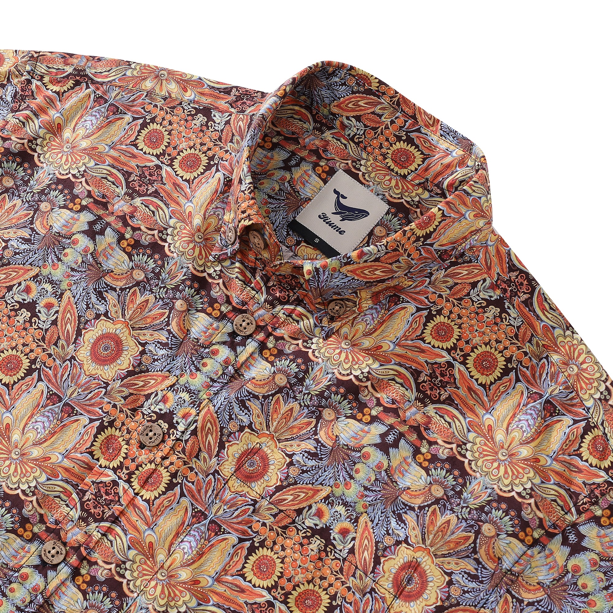 Men's Hawaiian Shirt Mystical Garden Print Cotton Button-down Short Sleeve Aloha Shirt
