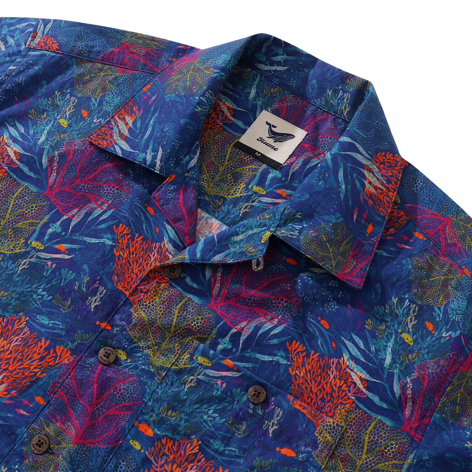 Hawaiian Shirt For The Aquarium By Andersson Grace Shirt Camp Collar 100% Cotton
