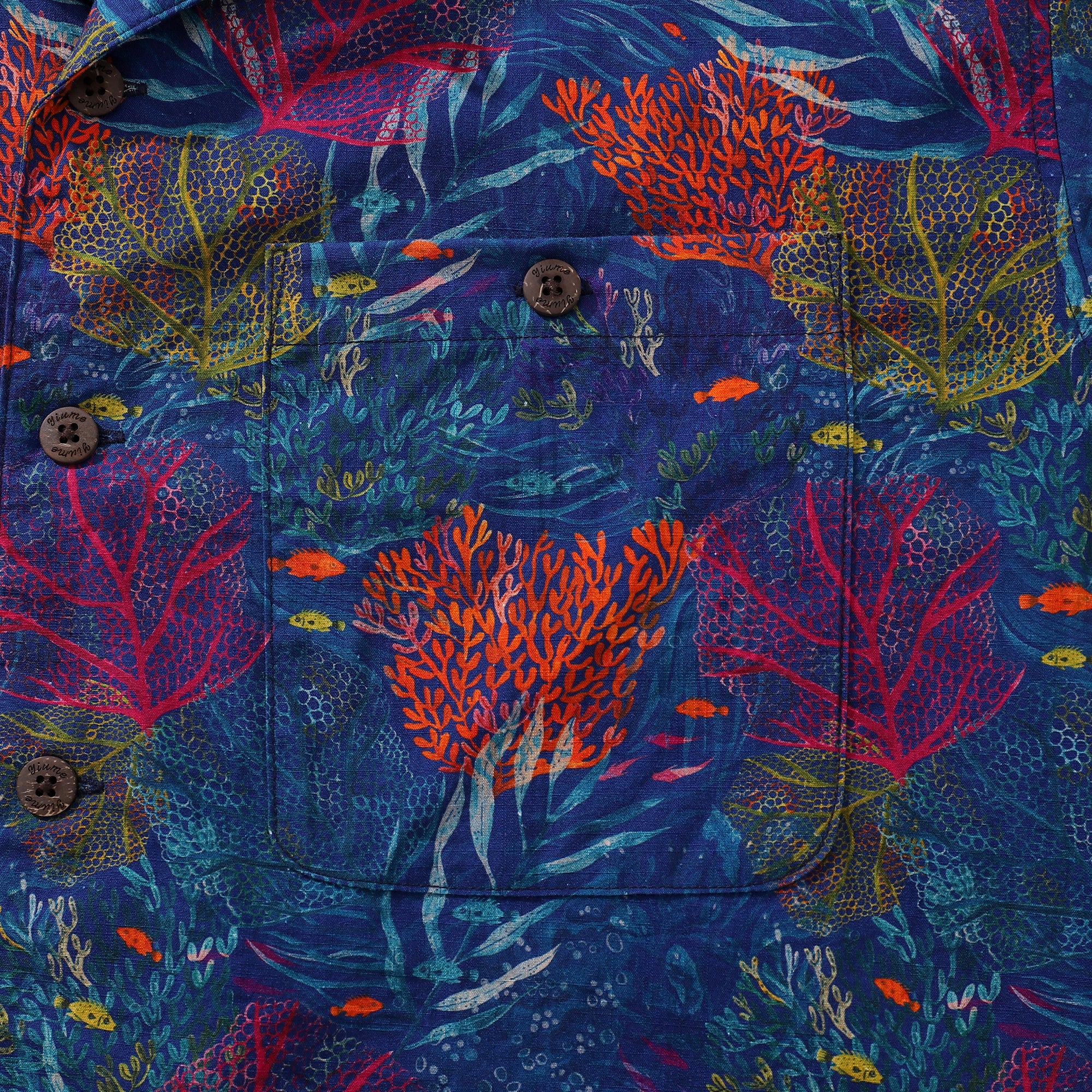 Hawaiian Shirt For The Aquarium By Andersson Grace Shirt Camp Collar 100% Cotton