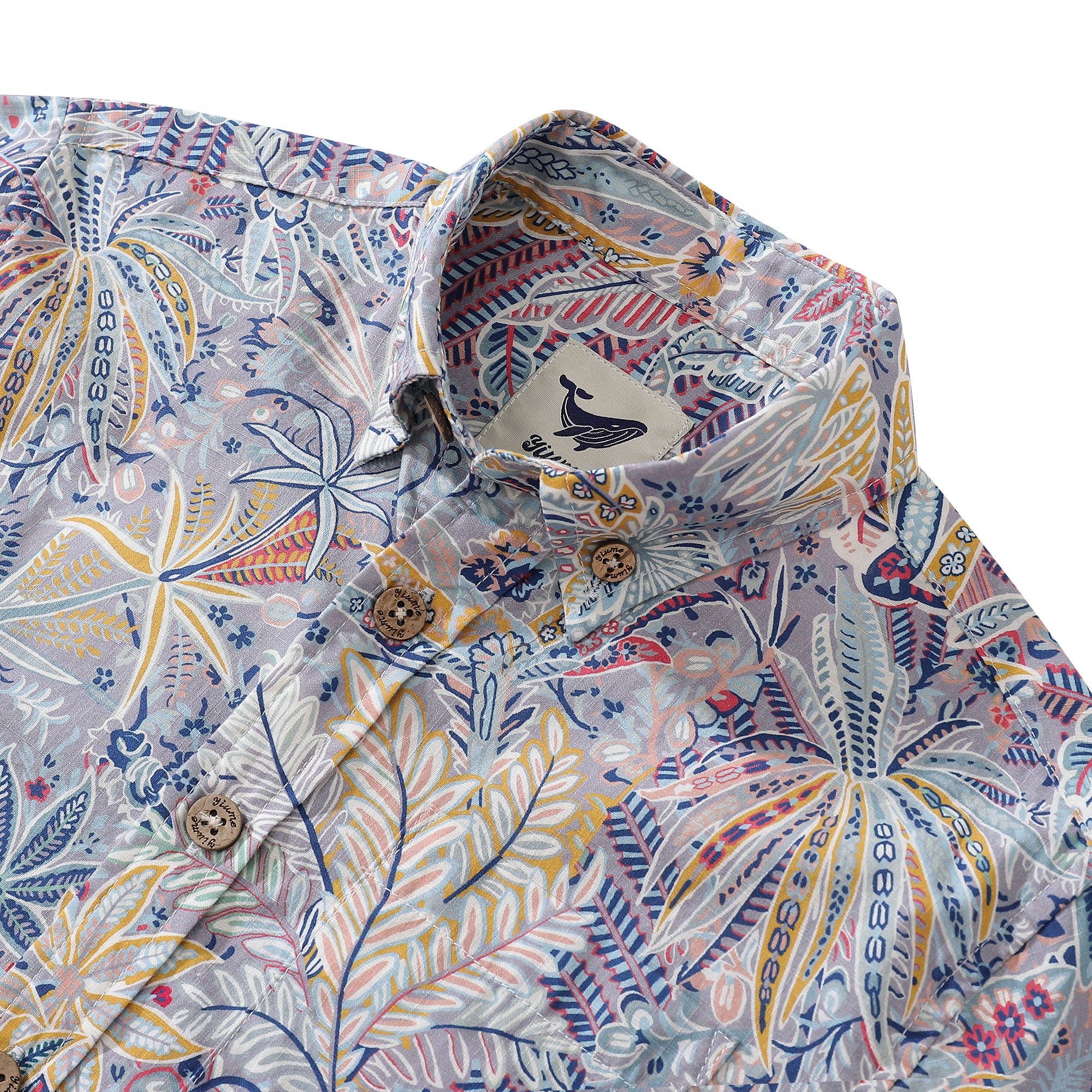 Children's Hawaiian Shirt Tropical Palm Tree Print Cotton Button-down Short Sleeve