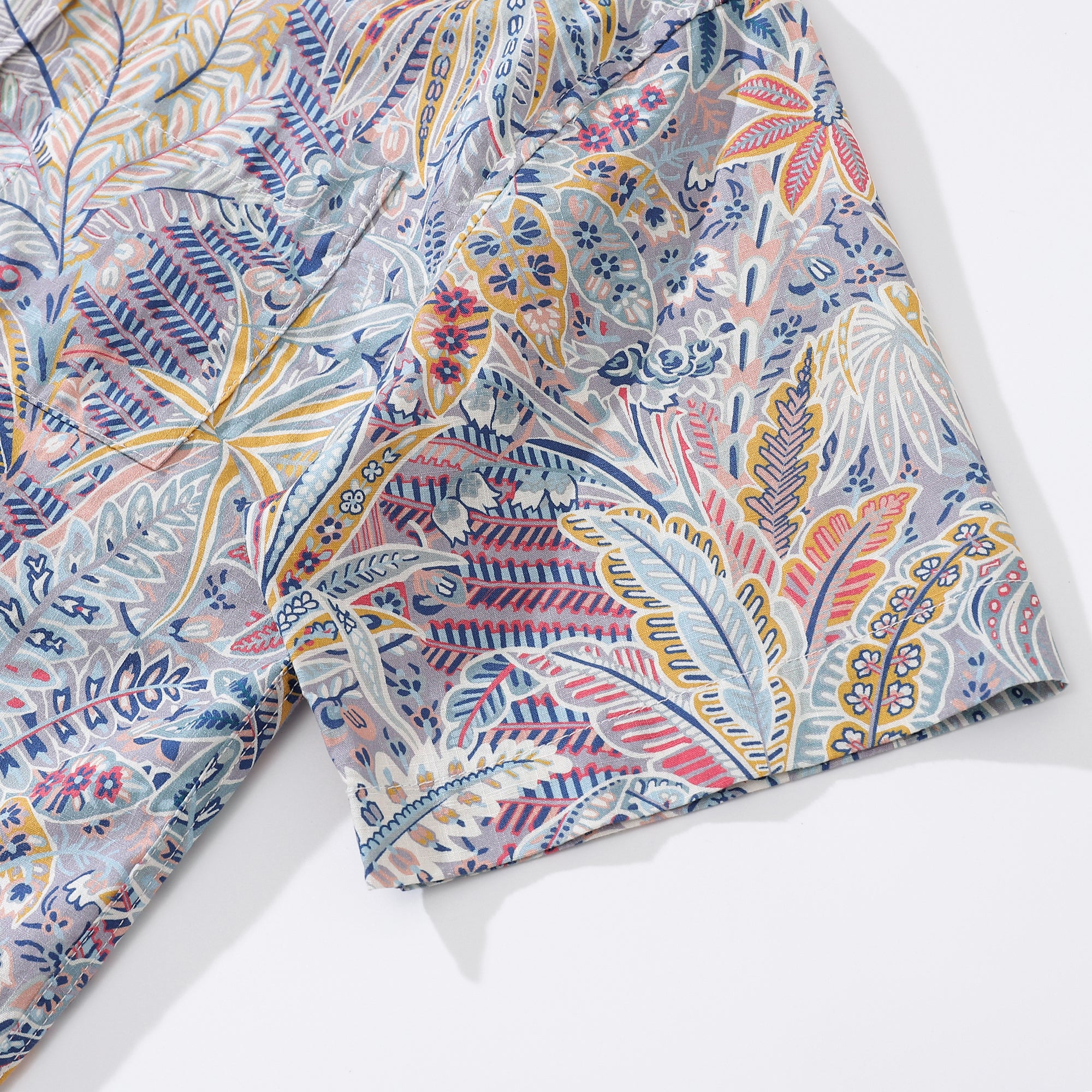 Children's Hawaiian Shirt Tropical Palm Tree Print Cotton Button-down Short Sleeve Jungle Youth Shirt