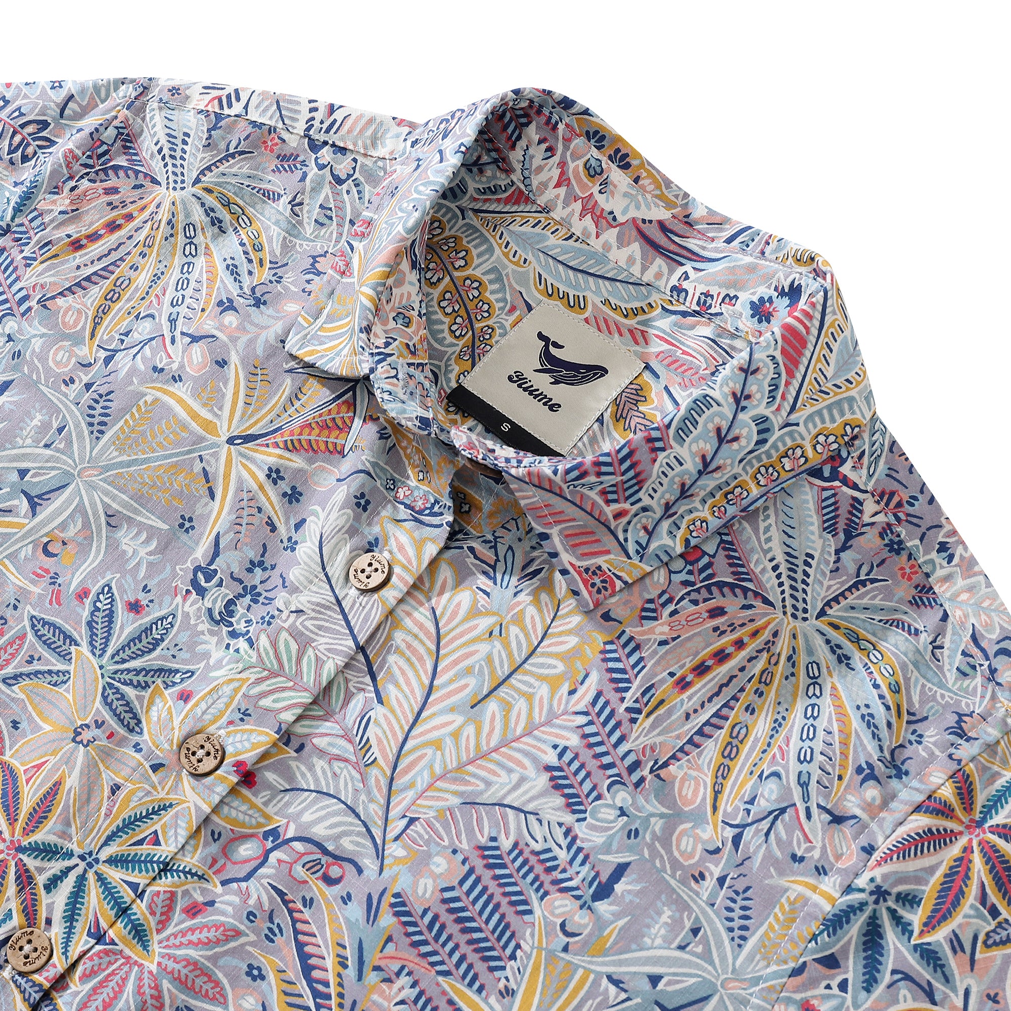 Women's Hawaiian Shirt Tropical Palm Tree Print Cotton Button-down Short Sleeve