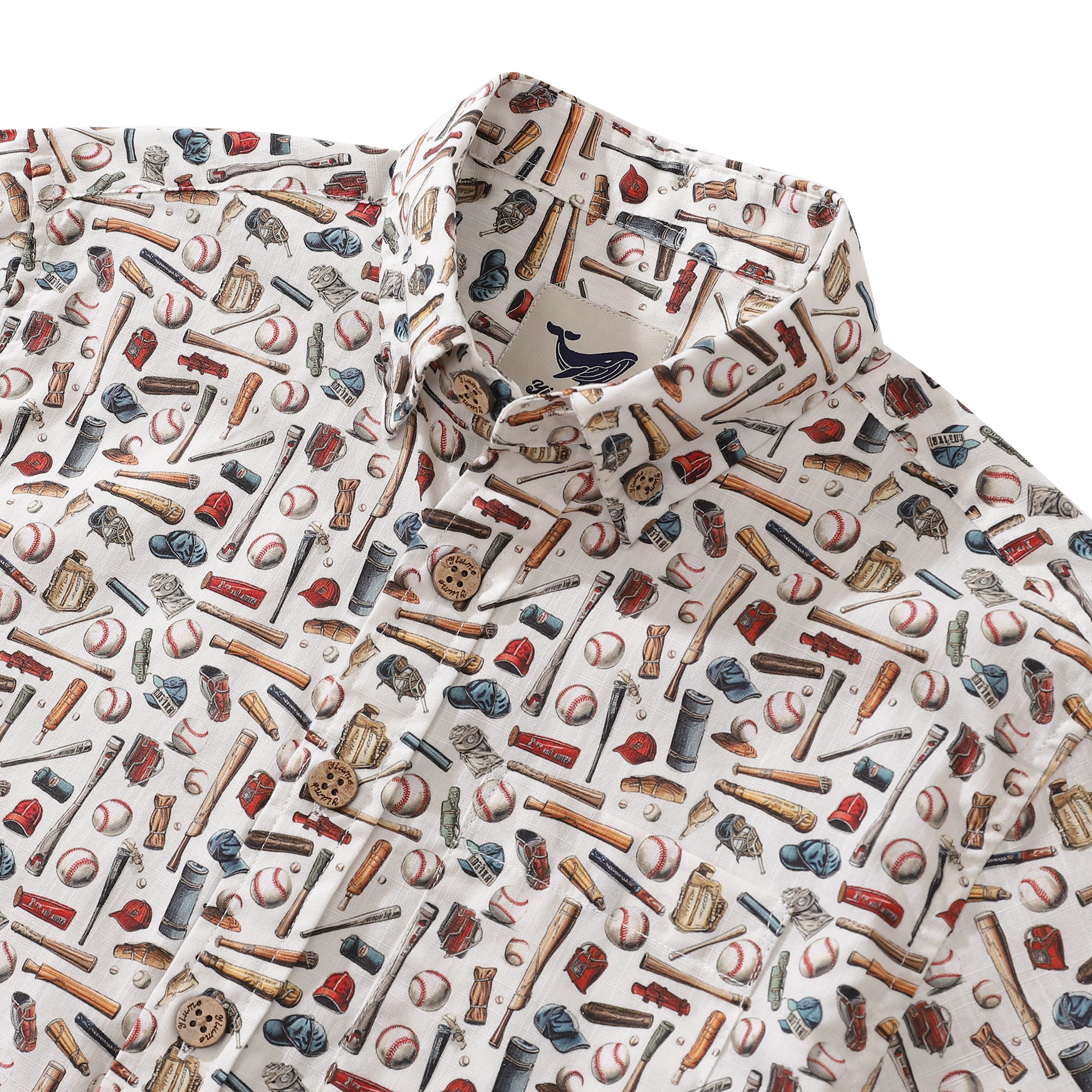 Children's Hawaiian Shirt Baseball Symphony Print Cotton Button-down Short Sleeve