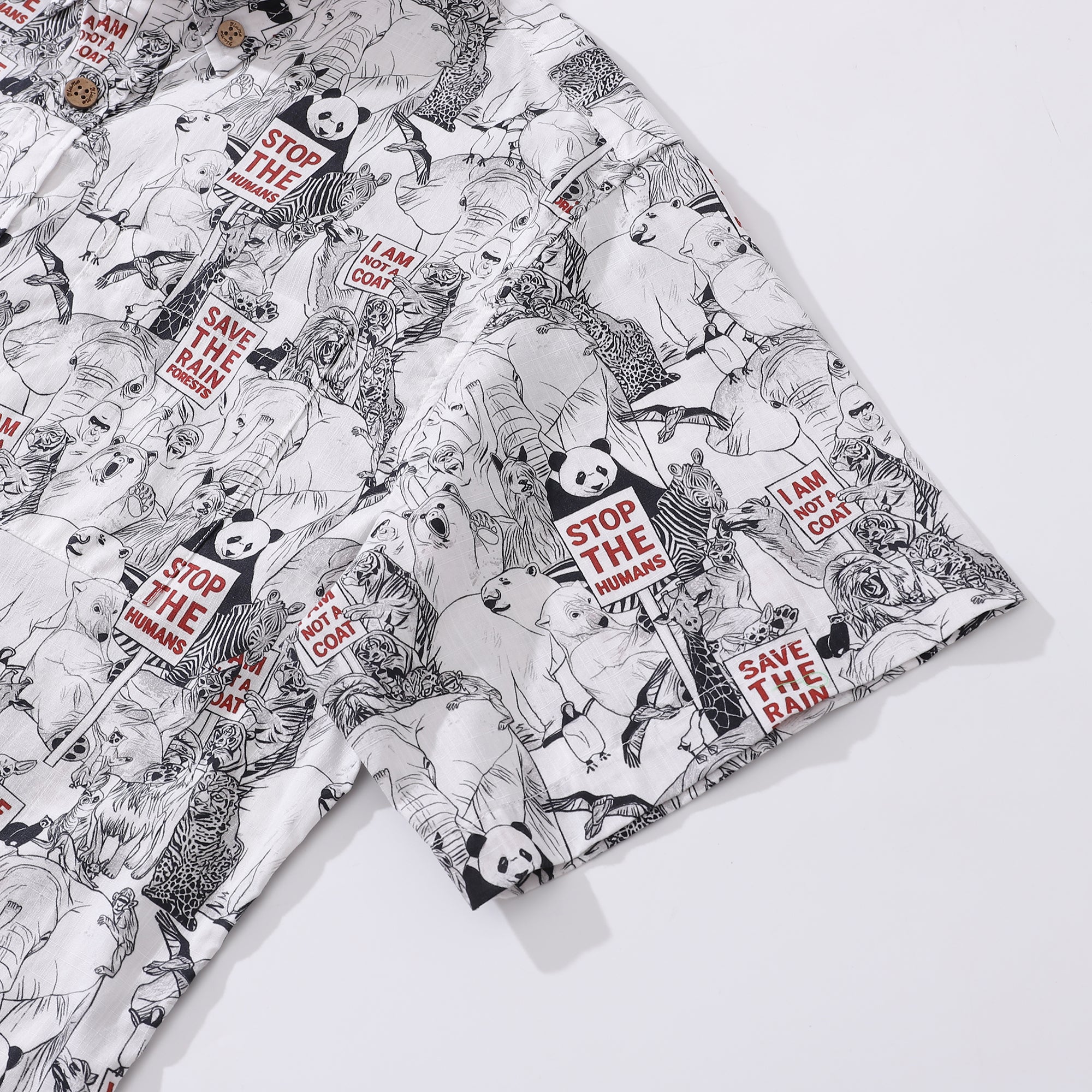 Chemise hawaïenne pour hommes Sauvez les animaux T-shirt de la Journée de la Terre Chemise en coton à manches courtes Aloha