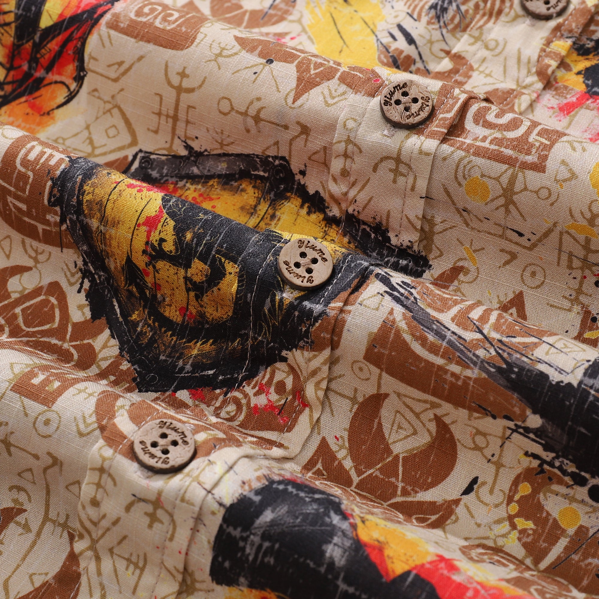 Chemise hawaïenne pour hommes Viking Valor en coton, à boutons, à manches courtes, style Aloha