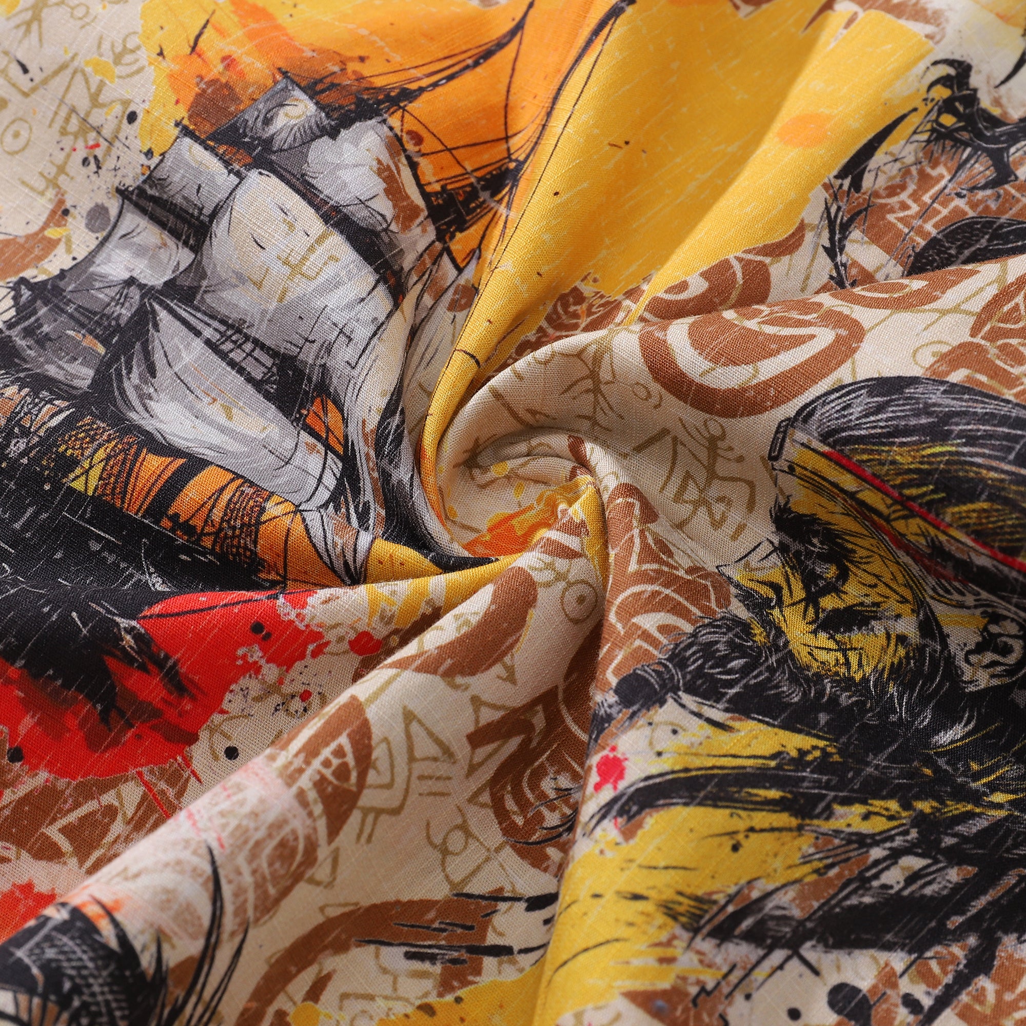 Chemise hawaïenne pour hommes Viking Valor en coton, à boutons, à manches courtes, style Aloha