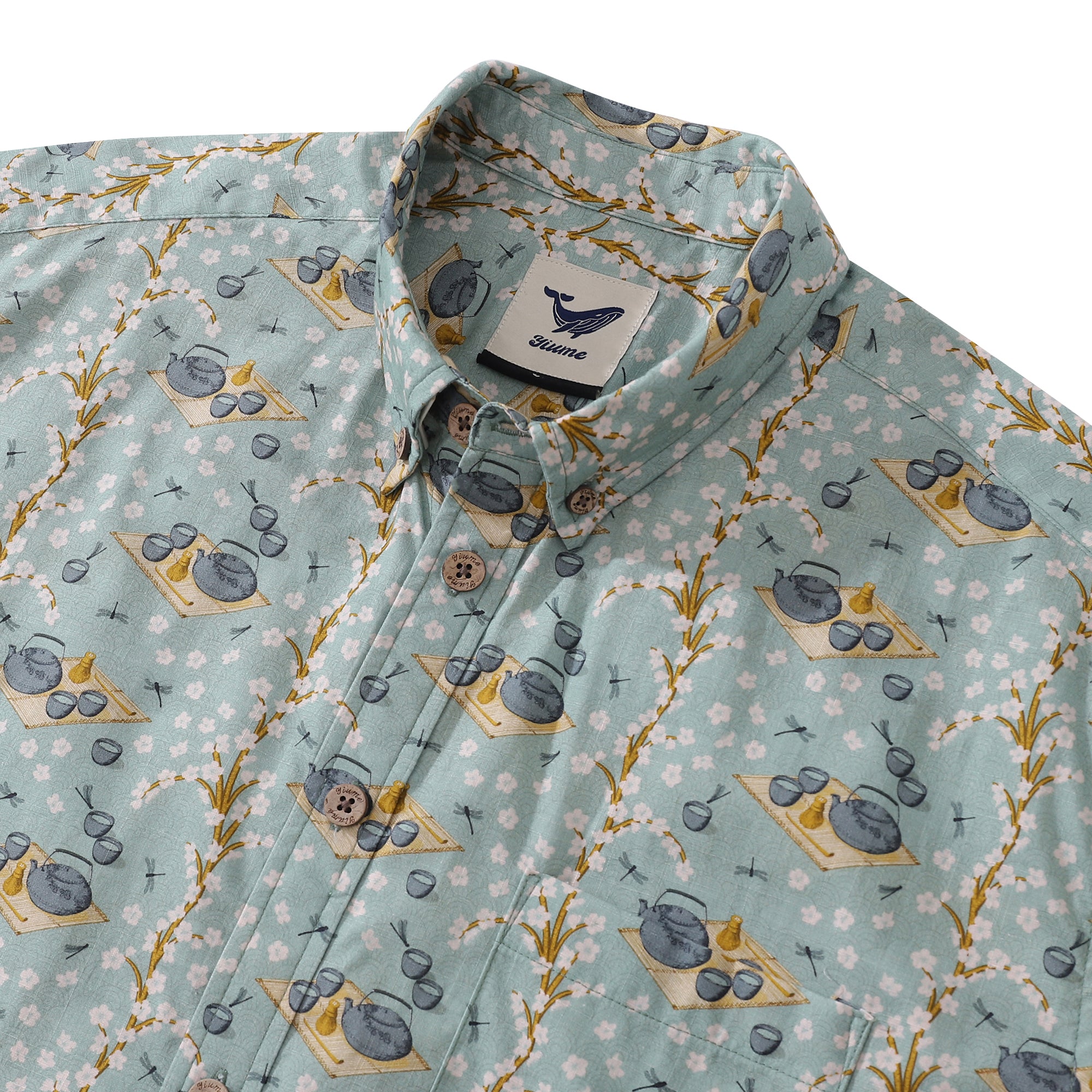 Herren Hawaiian Shirt Tee-Zeremonie von Maria Elena COCO Baumwolle Knopf-down Kurzarm Aloha Shirt