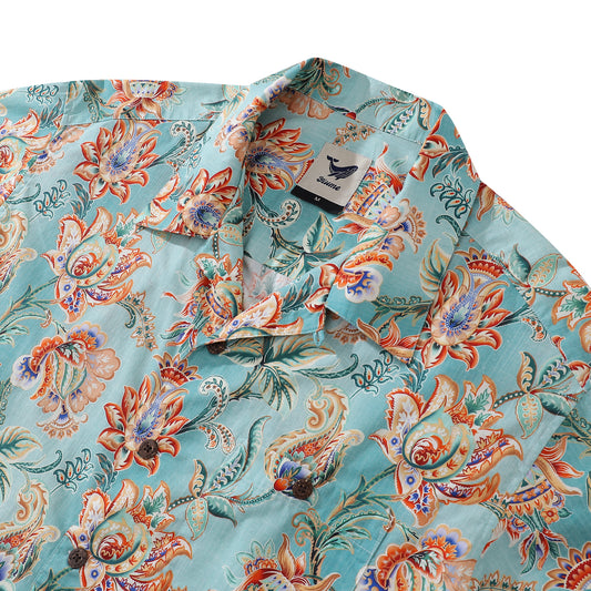 Chemise hawaïenne pour hommes arbre de vie par Brooklyn Bees Design Studio chemise col camp 100% coton