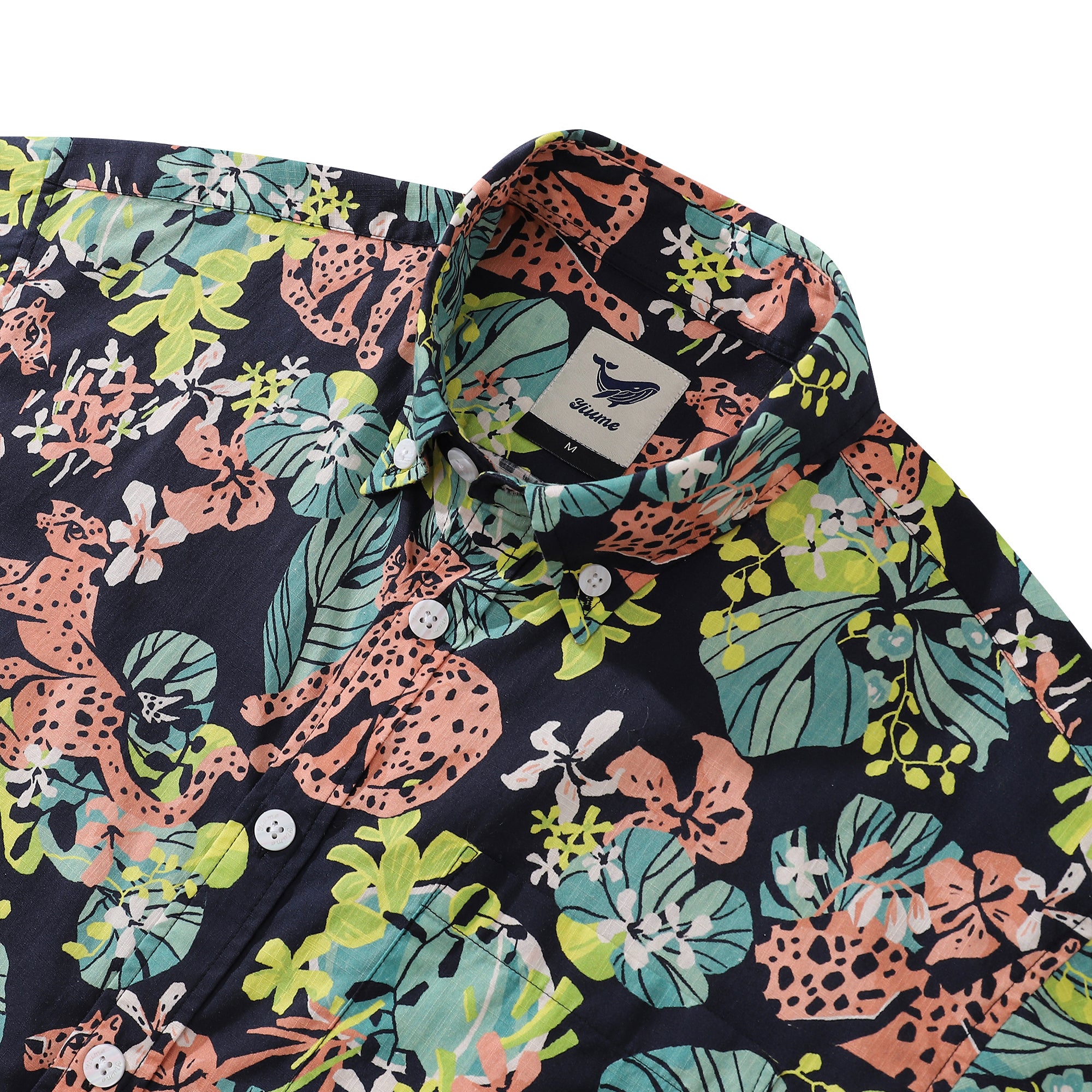 Men's Hawaiian Shirt Tropical Rainforest Print Cotton Button-down Short Sleeve Aloha Shirt