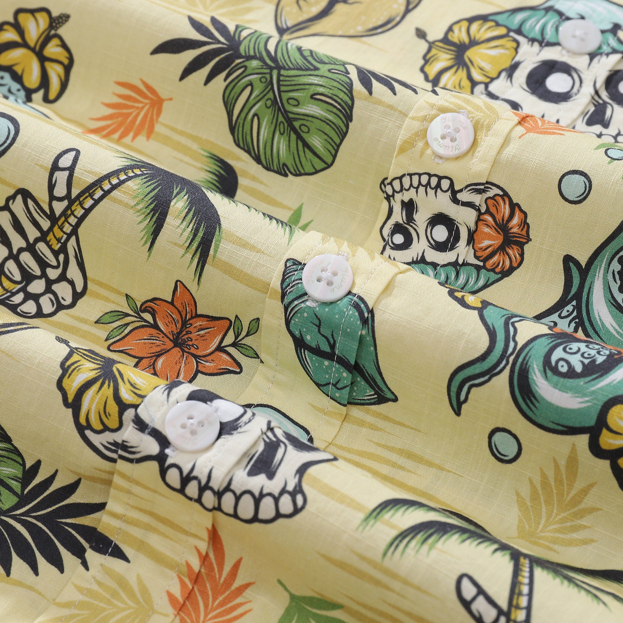 Men's Hawaiian Shirt Tropical Wilderness Skull 1990s Vintage Button-down Short Sleeve Aloha Shirt