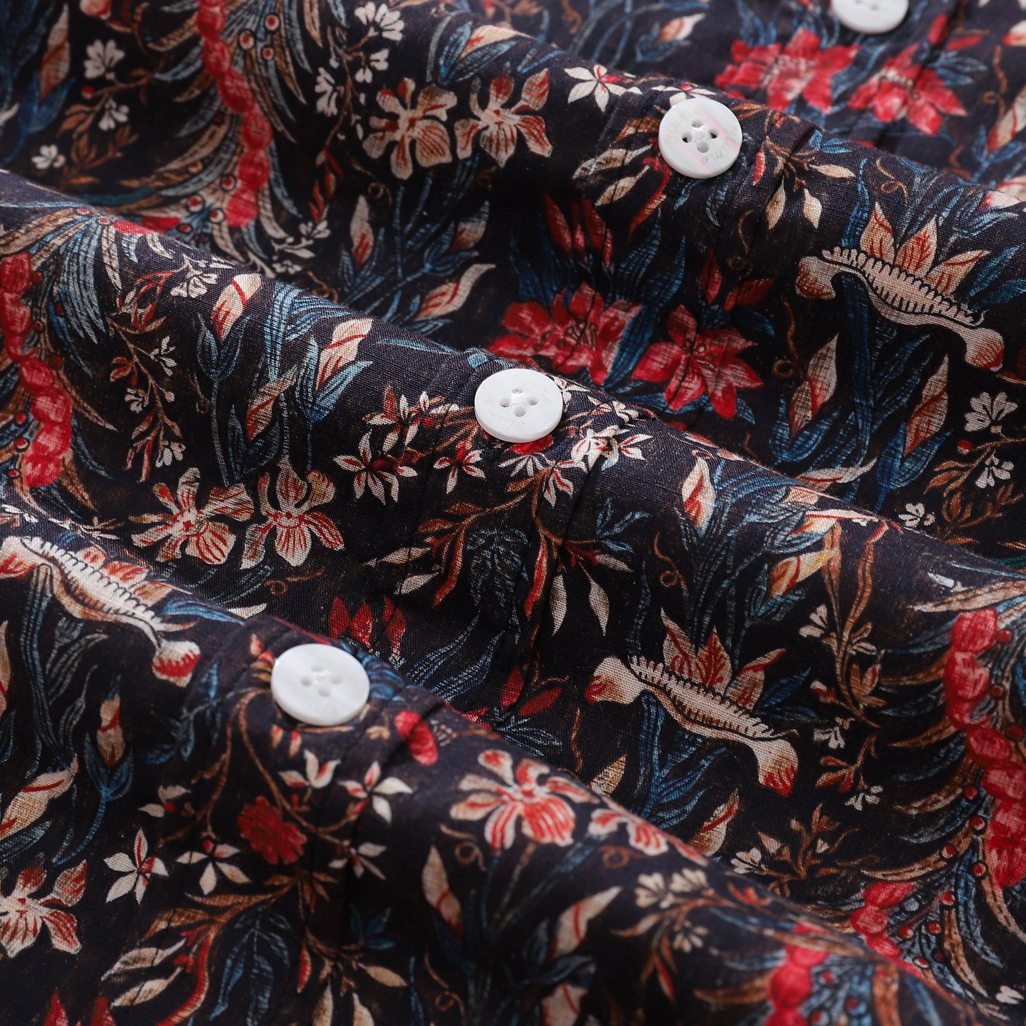 Men's Hawaiian Shirt The Genus Iris Print Cotton Button-down Short Sleeve Aloha Shirt