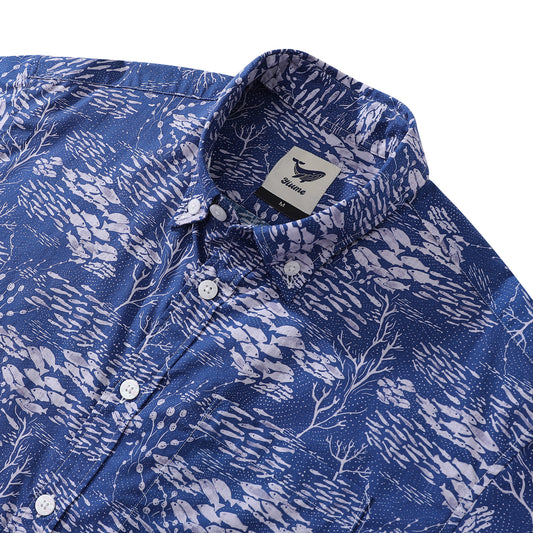 Men's Hawaiian Shirt Shoal Layered Print By Katie O'Shea Design Cotton Button-down Short Sleeve Aloha Shirt