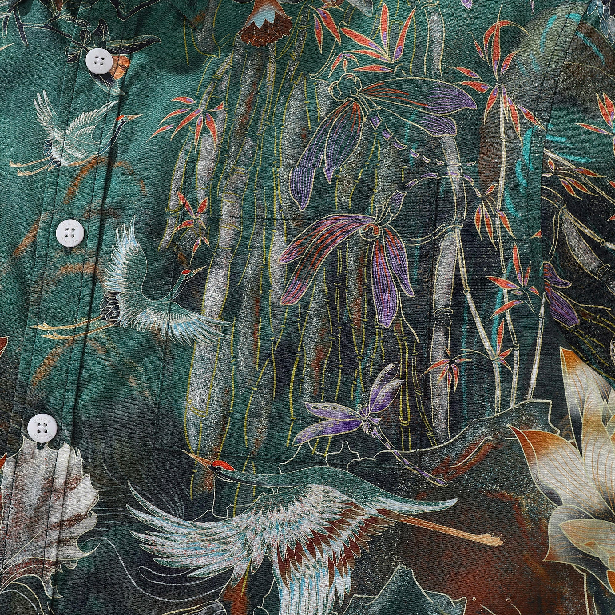 Men's Hawaiian Shirt Enchanted Lotus Tapestry Print Cotton Button-down Short Sleeve Aloha Shirt
