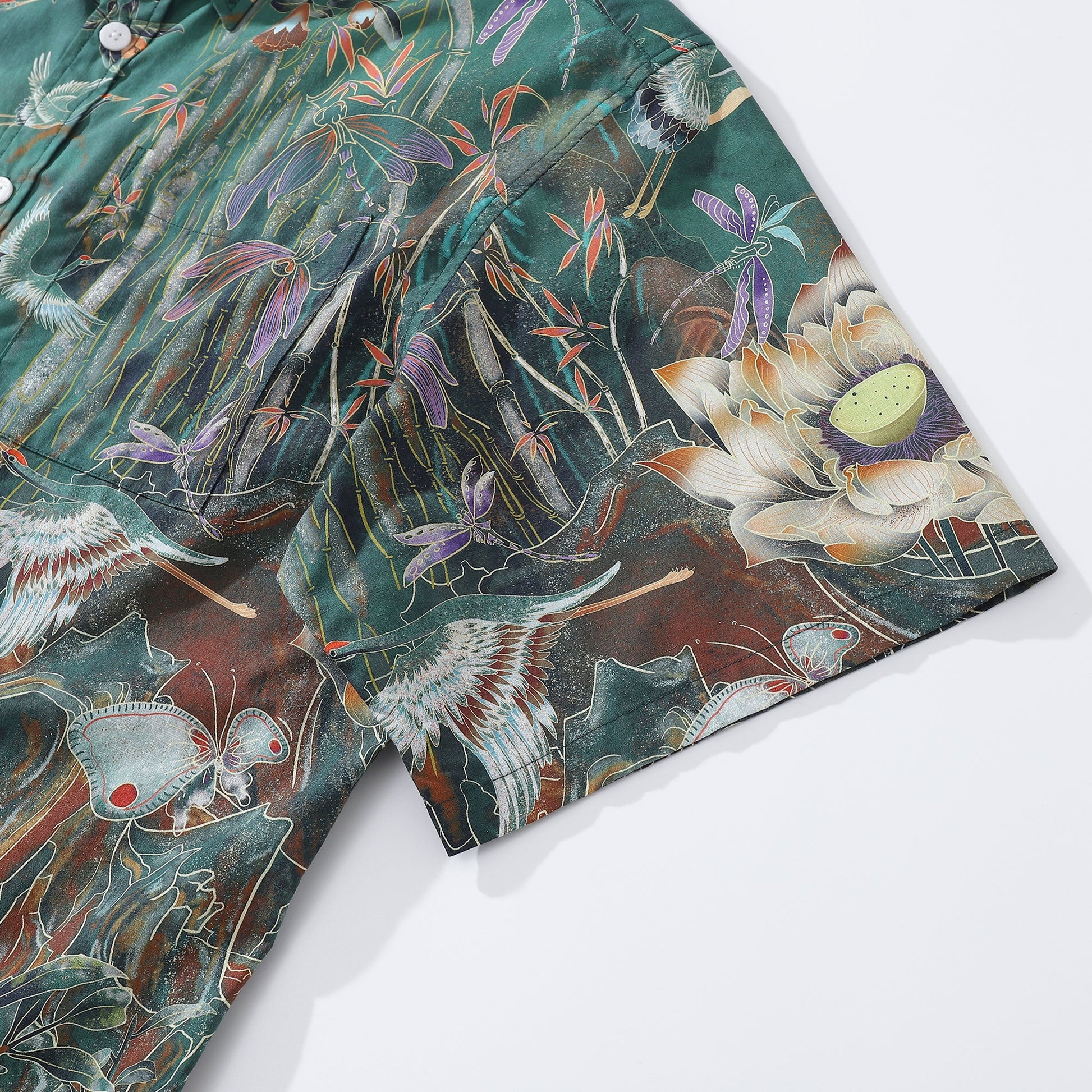 Men's Hawaiian Shirt Enchanted Lotus Tapestry Print Cotton Button-down Short Sleeve Aloha Shirt New customer exclusive