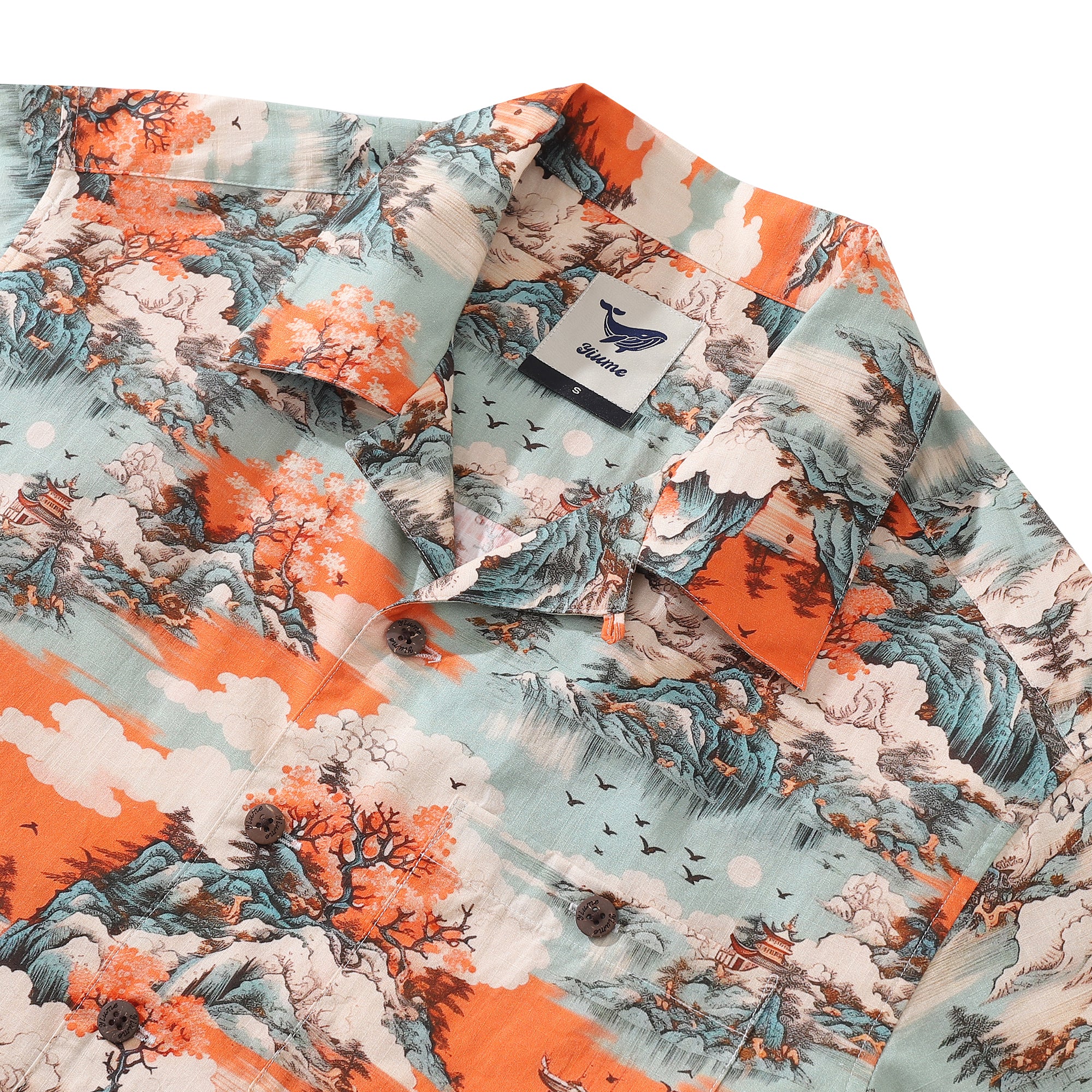 Hawaiian Shirt For Men 1950s Vintage Nature's Majesty Shirt Camp Collar 100% Cotton