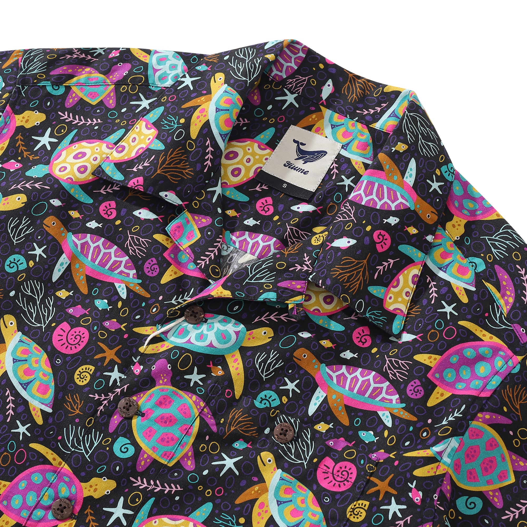 Hawaiian Shirt For Turtles By Yuliia Bahniuk Shirt Camp Collar 100% Cotton