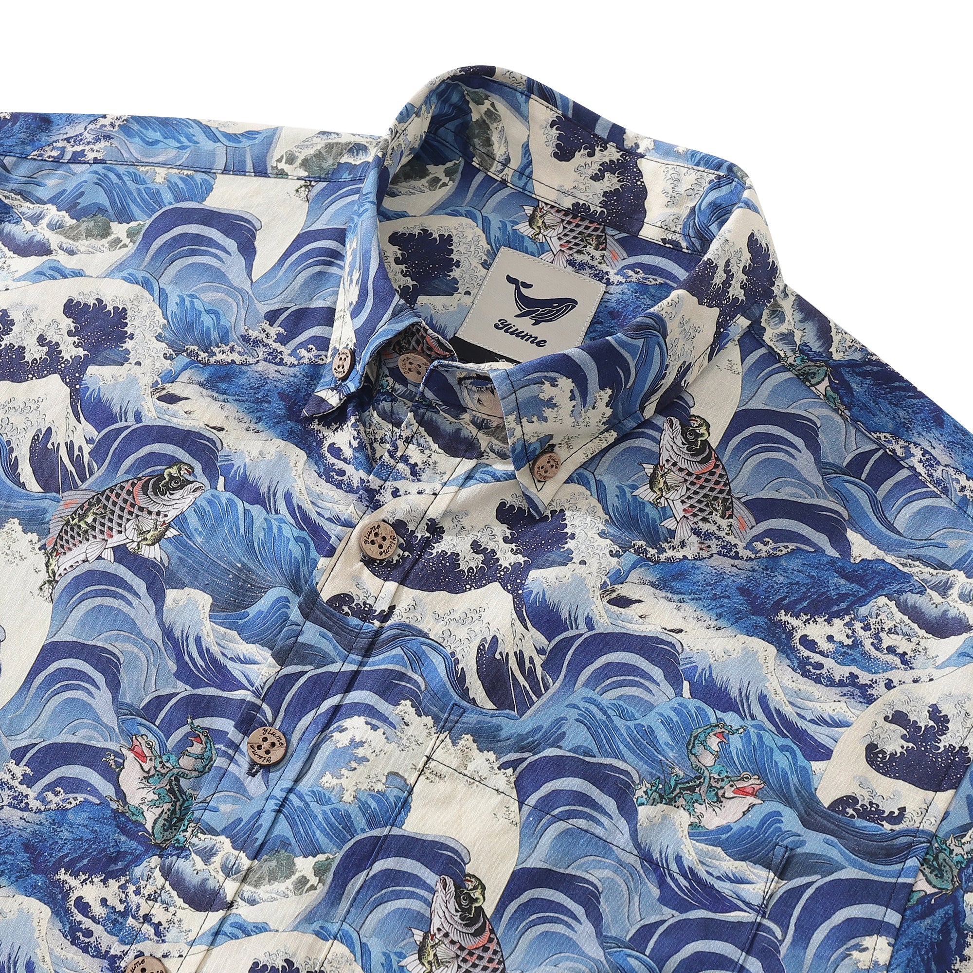 Men's Hawaiian Shirt Lucky Embrace Print Cotton Button-down Short Slee ...