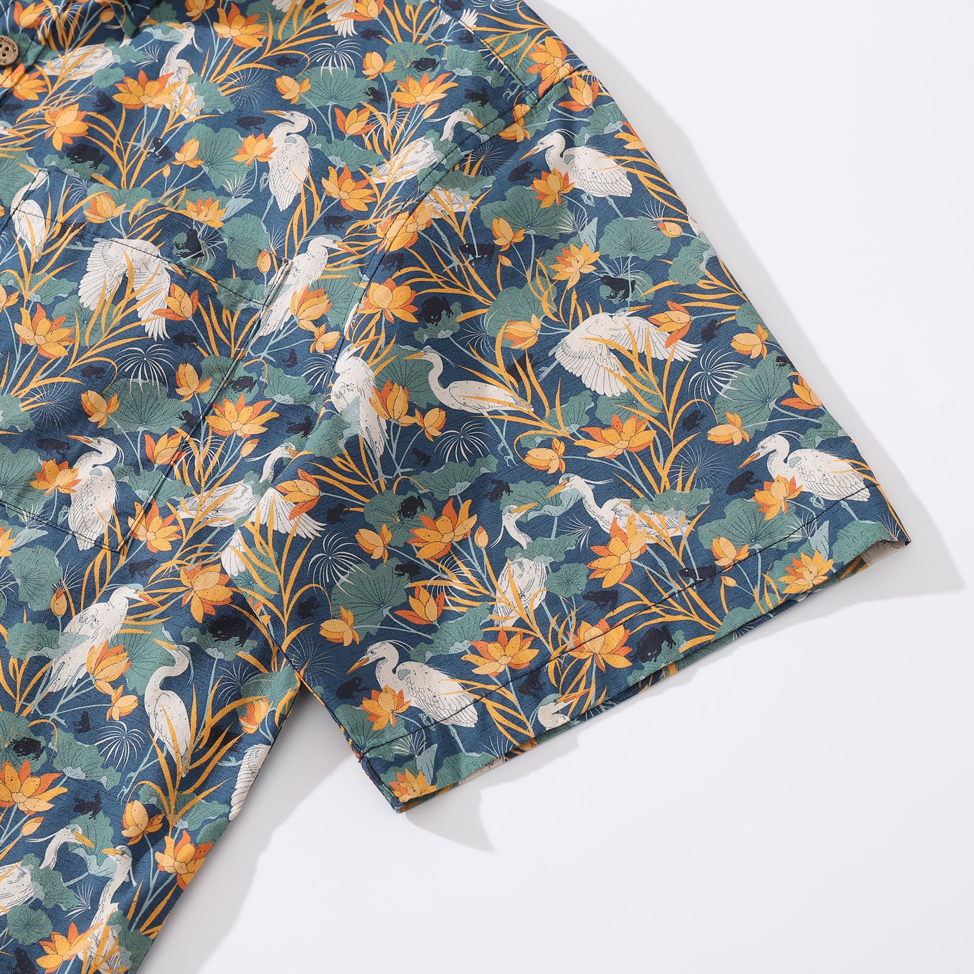 Men's Hawaiian Shirt By the pond By Cassandra O'Leary Cotton Button-down Short Sleeve Aloha Shirt