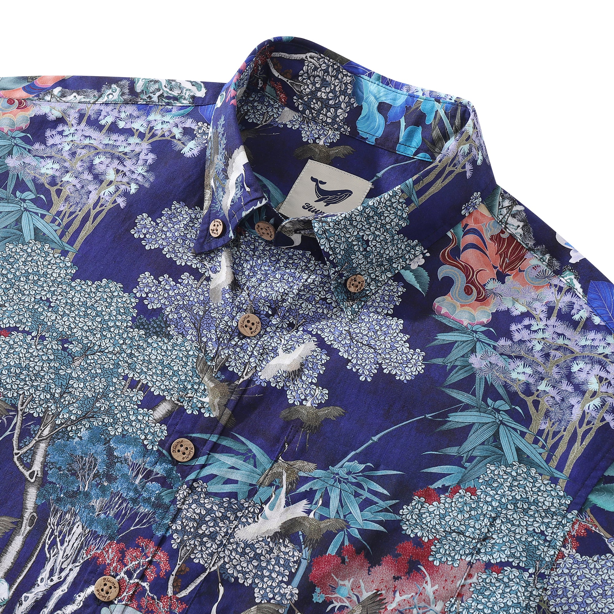 Men's Hawaiian Shirt 1950s Vintage Print Cotton Button-down Short Sleeve Aloha Shirt
