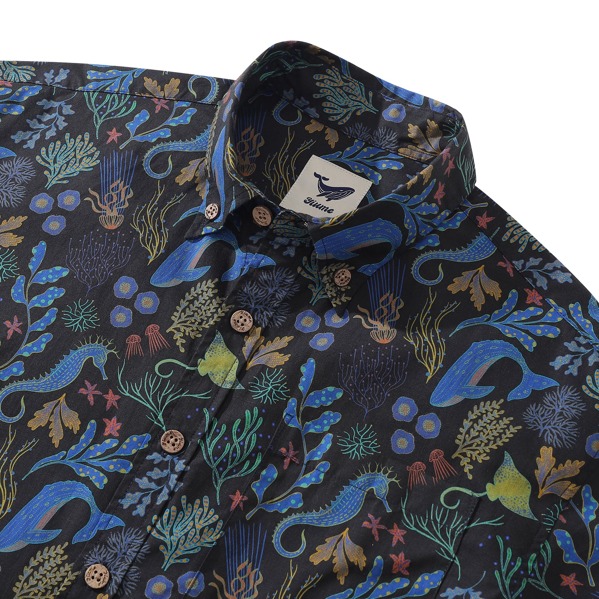 Men's Hawaiian Shirt Under the Sea Dreams Print Cotton Button-down Sho ...