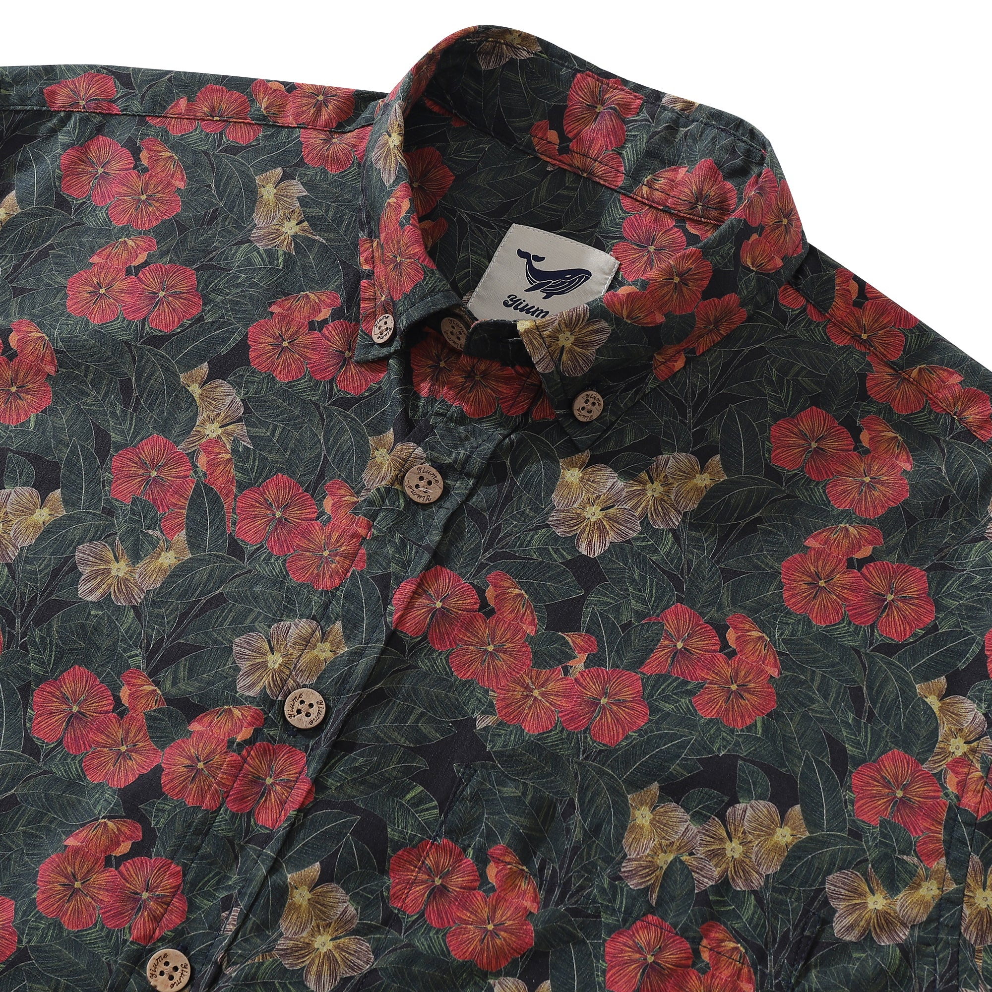 Men's Hawaiian Shirt Serenity in Bloom Print By Mahhima Bansal Cotton Button-down Long Sleeve Aloha Shirt