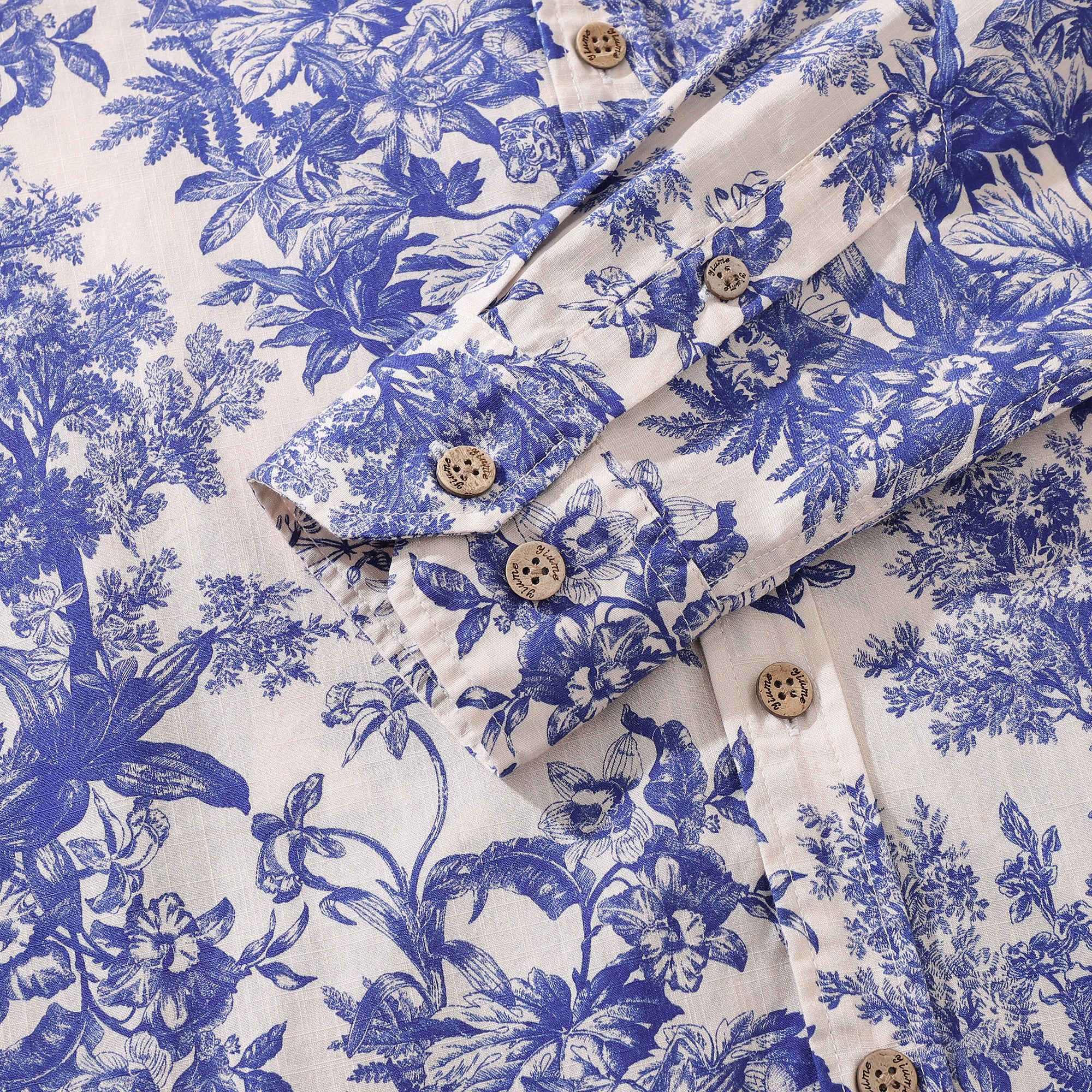 Chemise hawaïenne pour homme Imprimé paysage rural en coton Boutonnée à manches longues Aloha