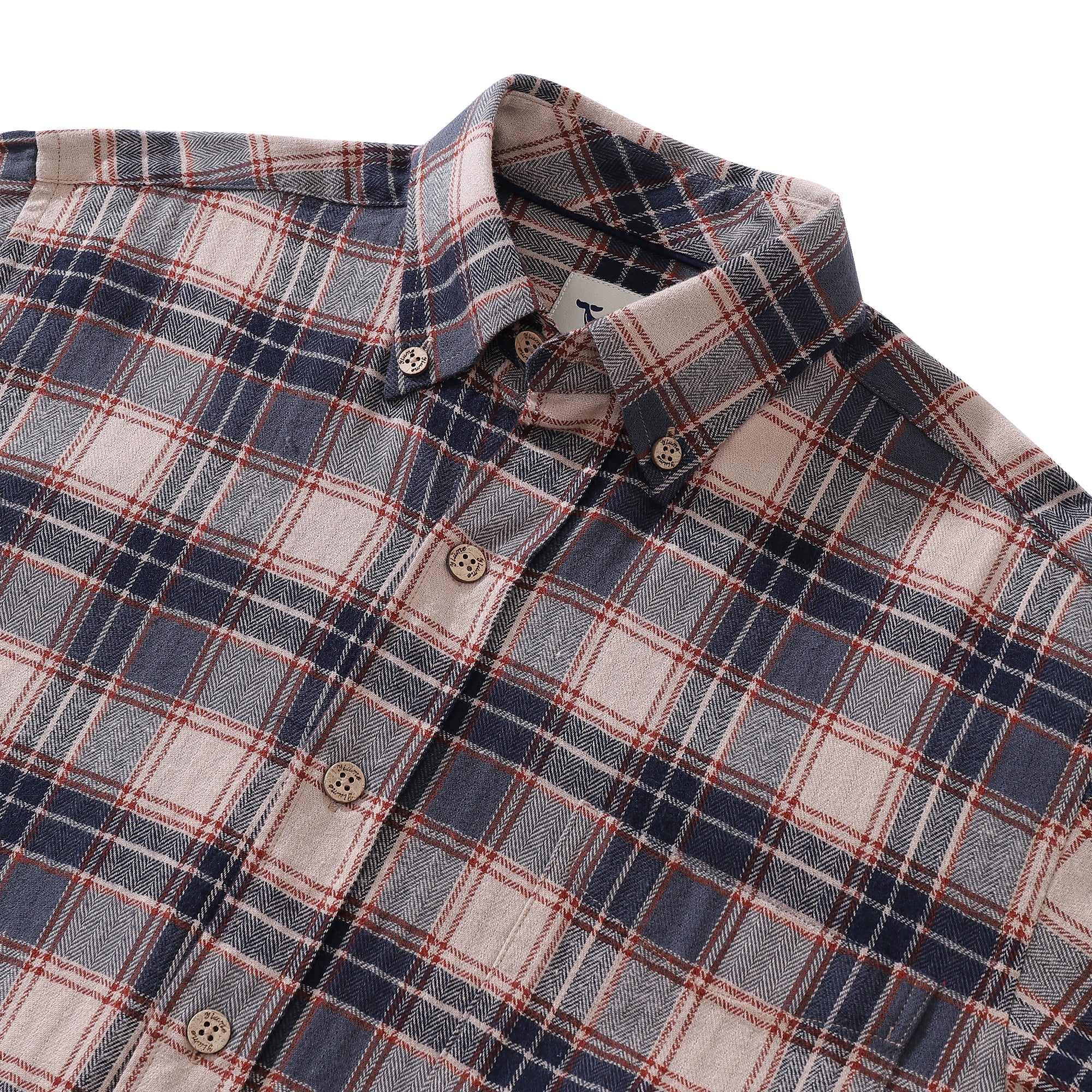 Men's Hawaiian Shirt Flannel Button-down Long Sleeve Classic Check Shirt - BLUE