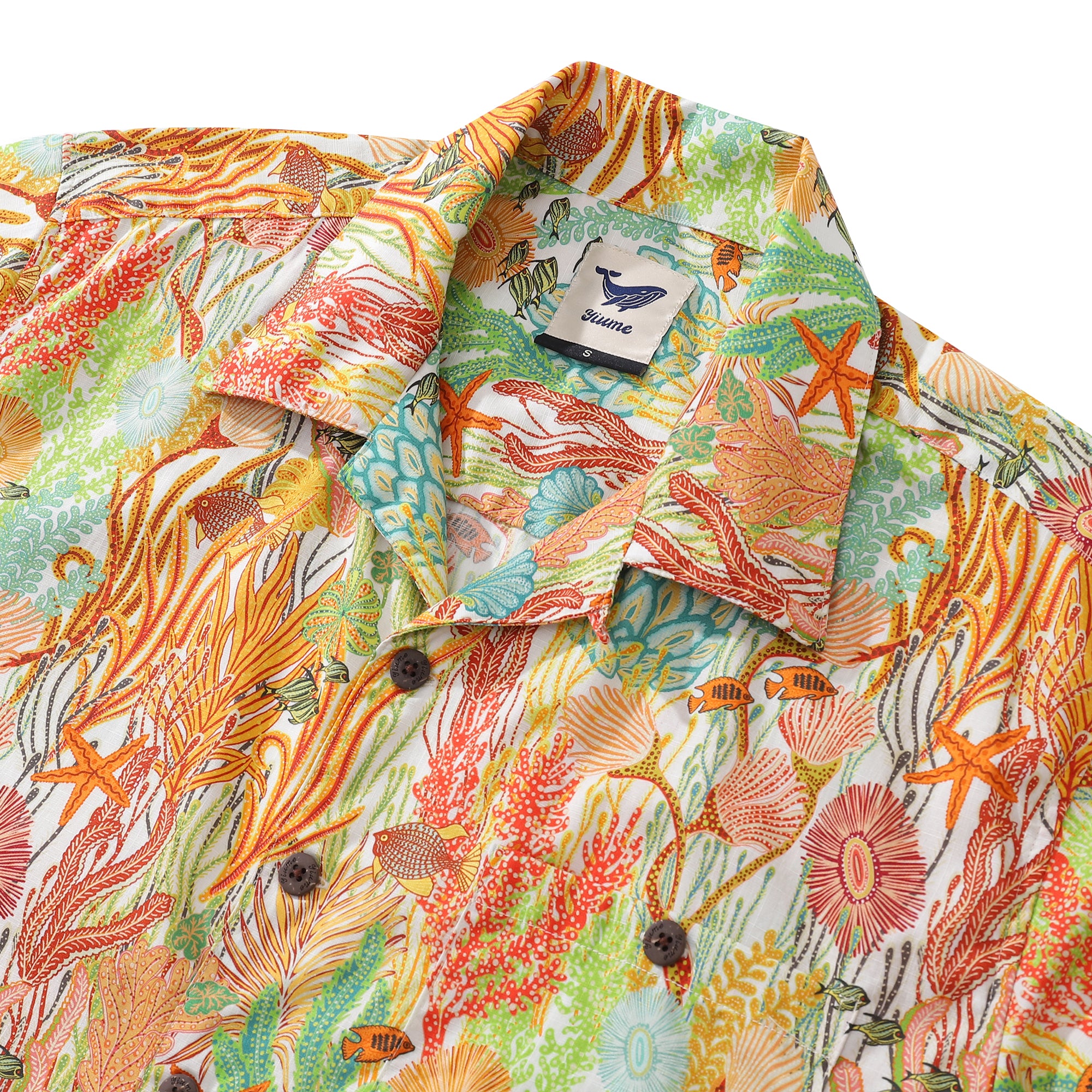 Hawaiian Shirt For Men Ocean Embrace Print Shirt Camp Collar 100% Cotton