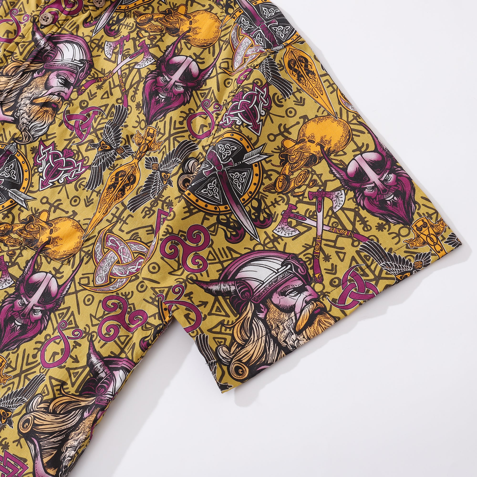 Herren-Hawaiihemd Vikings Cotton Button-Down-Kurzarm-Aloha-Hemd