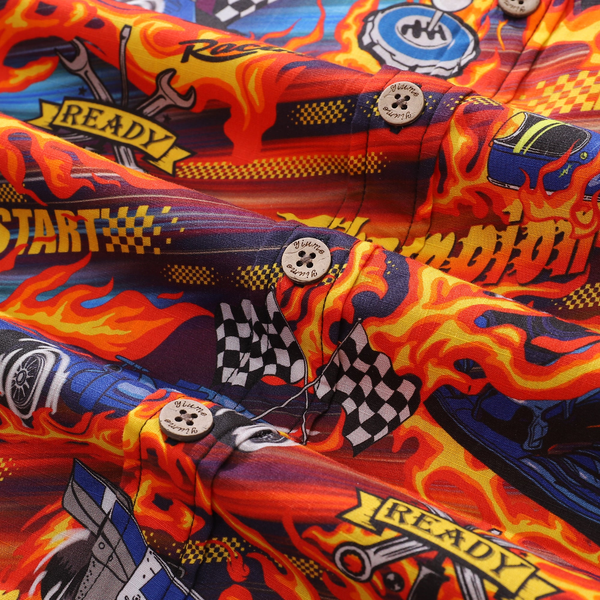 Chemise hawaïenne pour hommes à boutons Speed, à manches courtes, 100 % coton