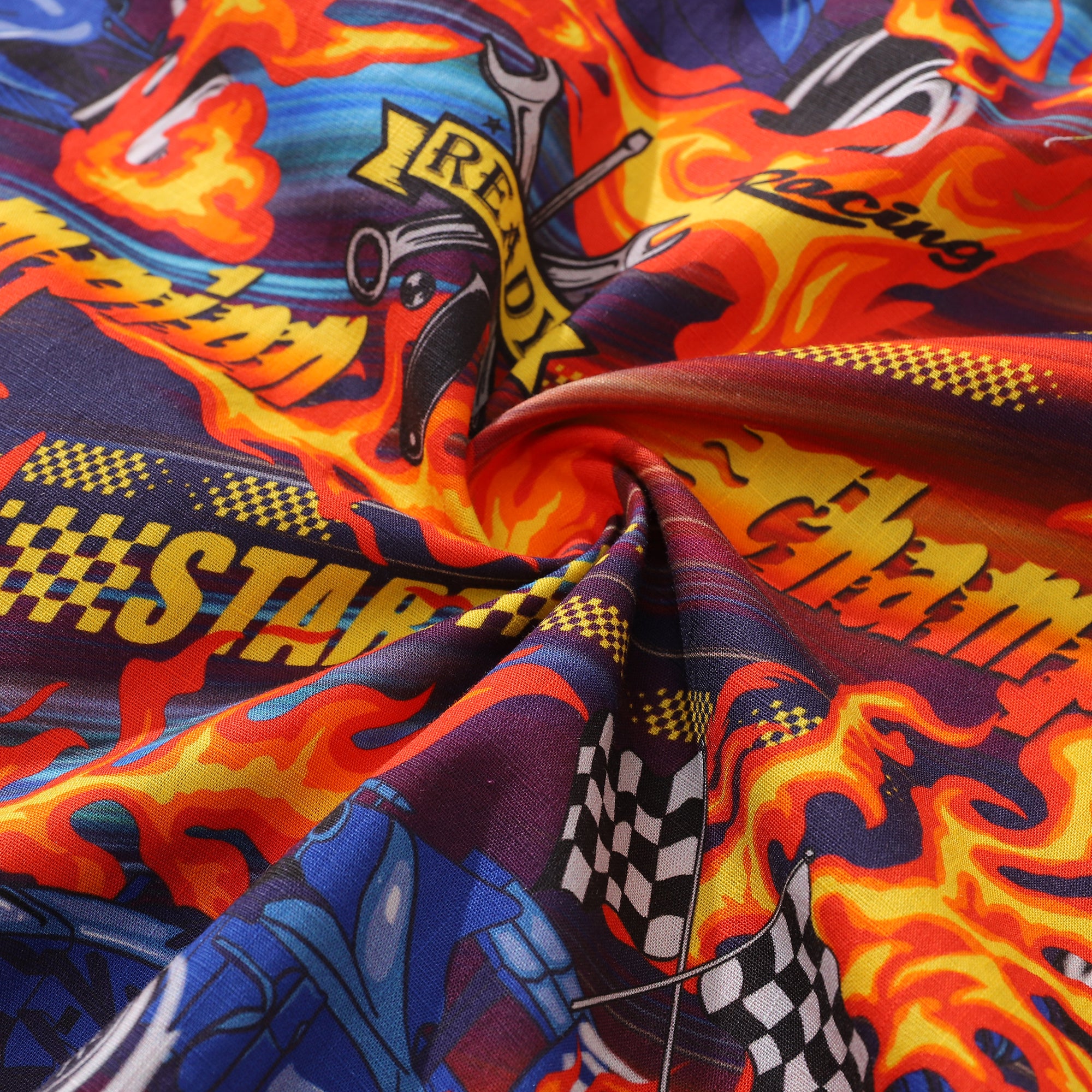 Chemise hawaïenne pour hommes à boutons Speed, à manches courtes, 100 % coton