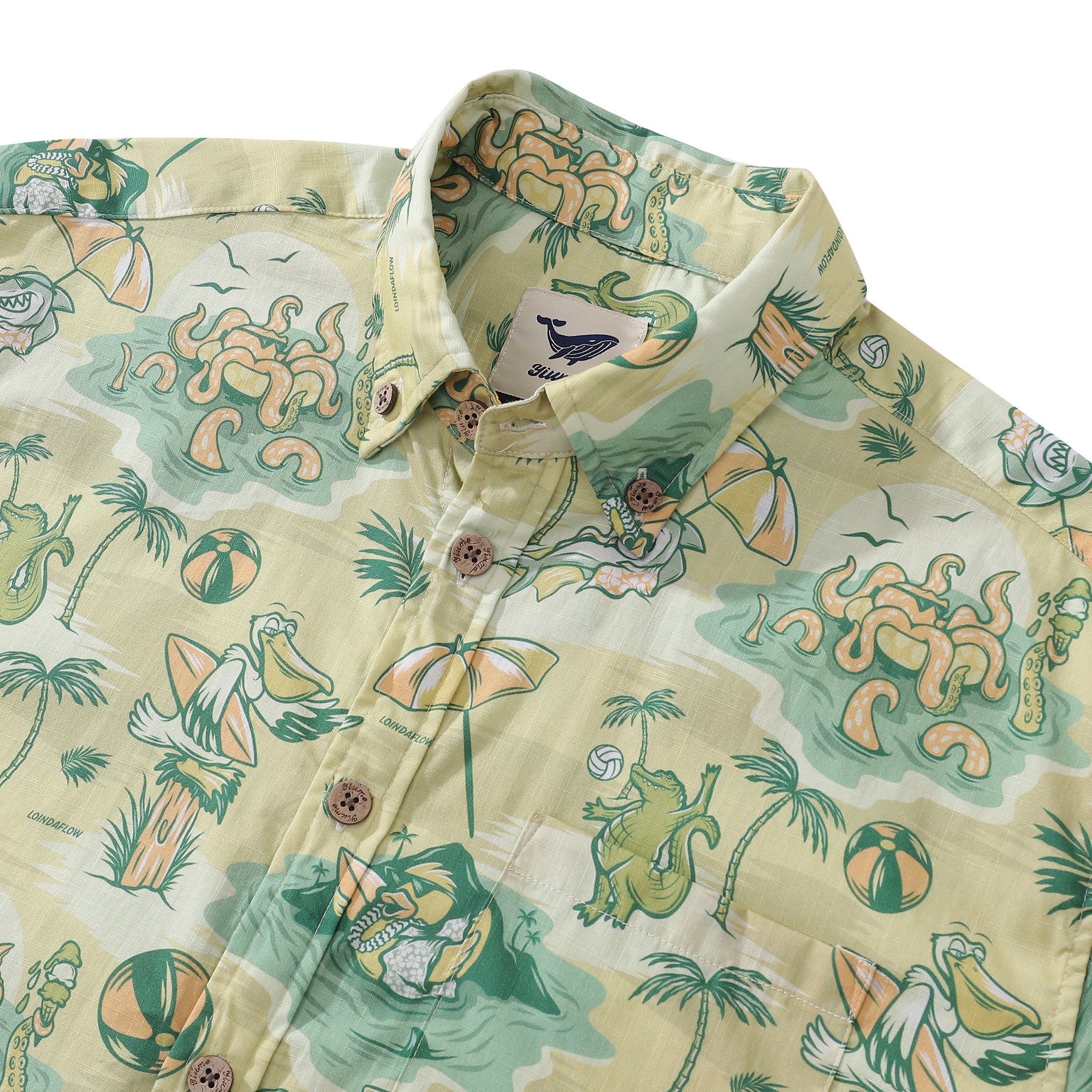 Men's Hawaiian Shirt Beach Party By Laihha Organna Cotton Button-down Short Sleeve Aloha Shirt
